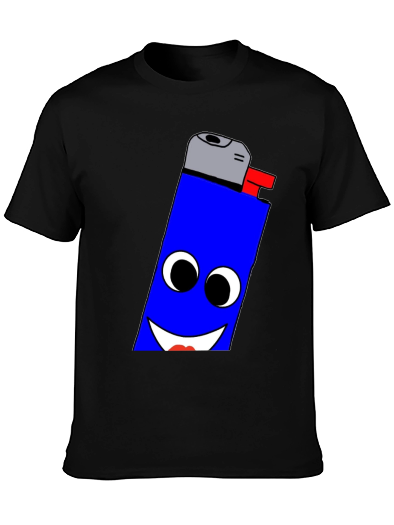 Funny Lighter Face Graphic Black T-Shirt