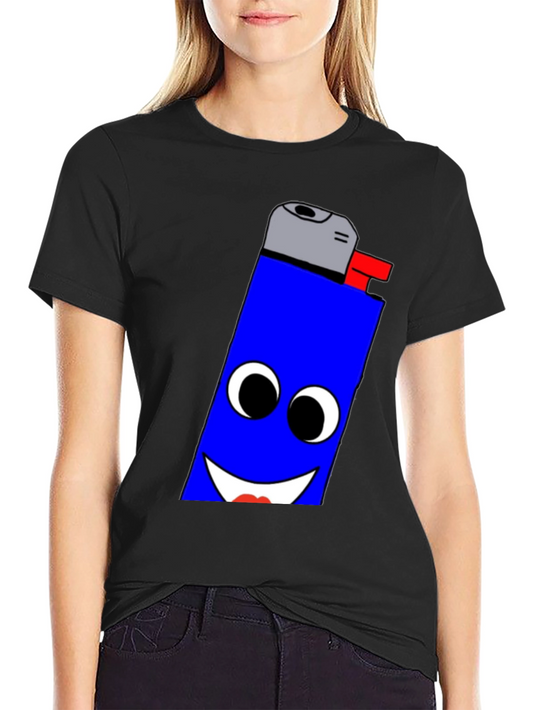 Funny Lighter Face Graphic Black T-Shirt