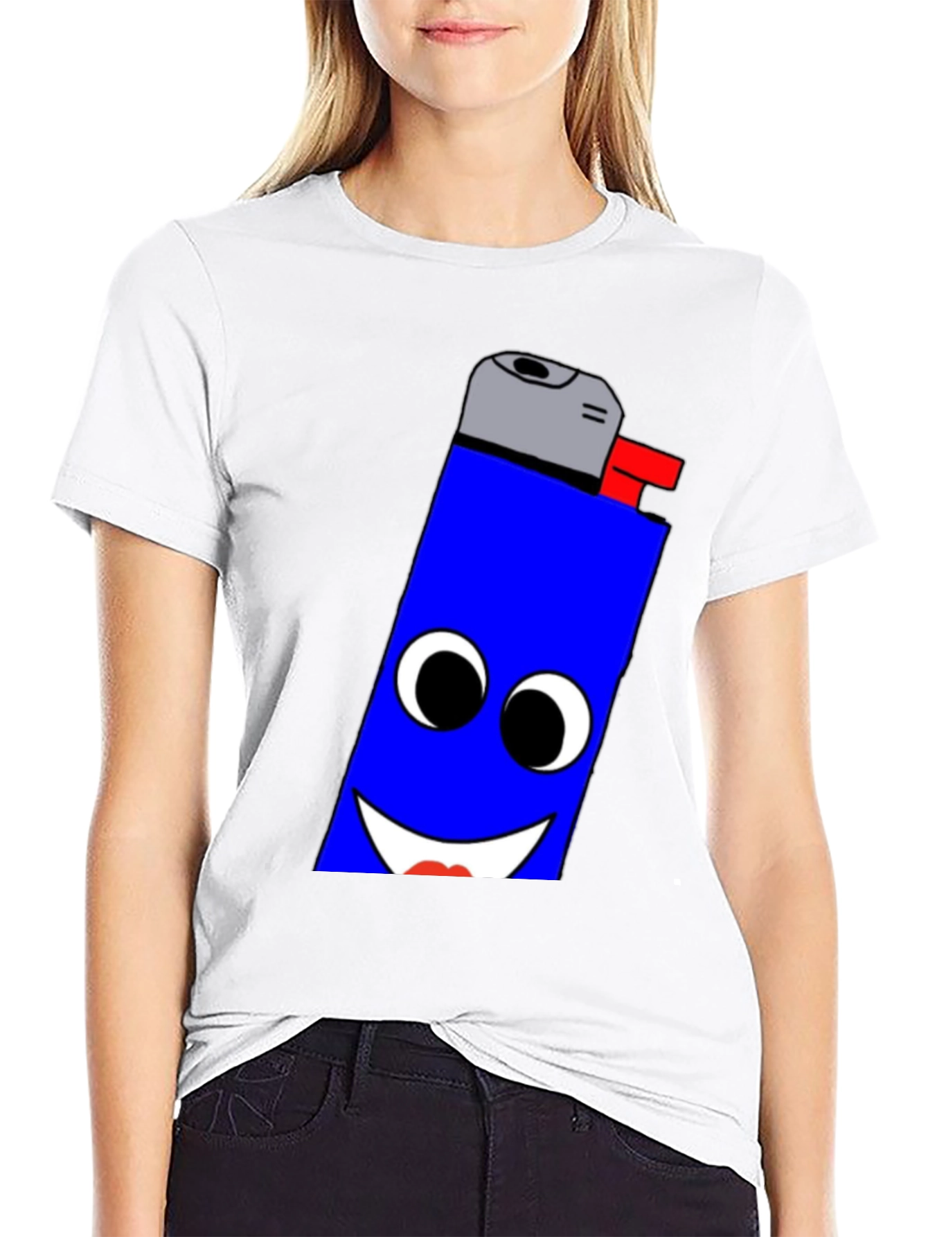Funny Lighter Face Graphic Black T-Shirt