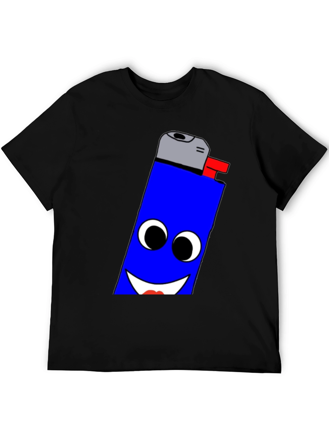 Funny Lighter Face Graphic Black T-Shirt