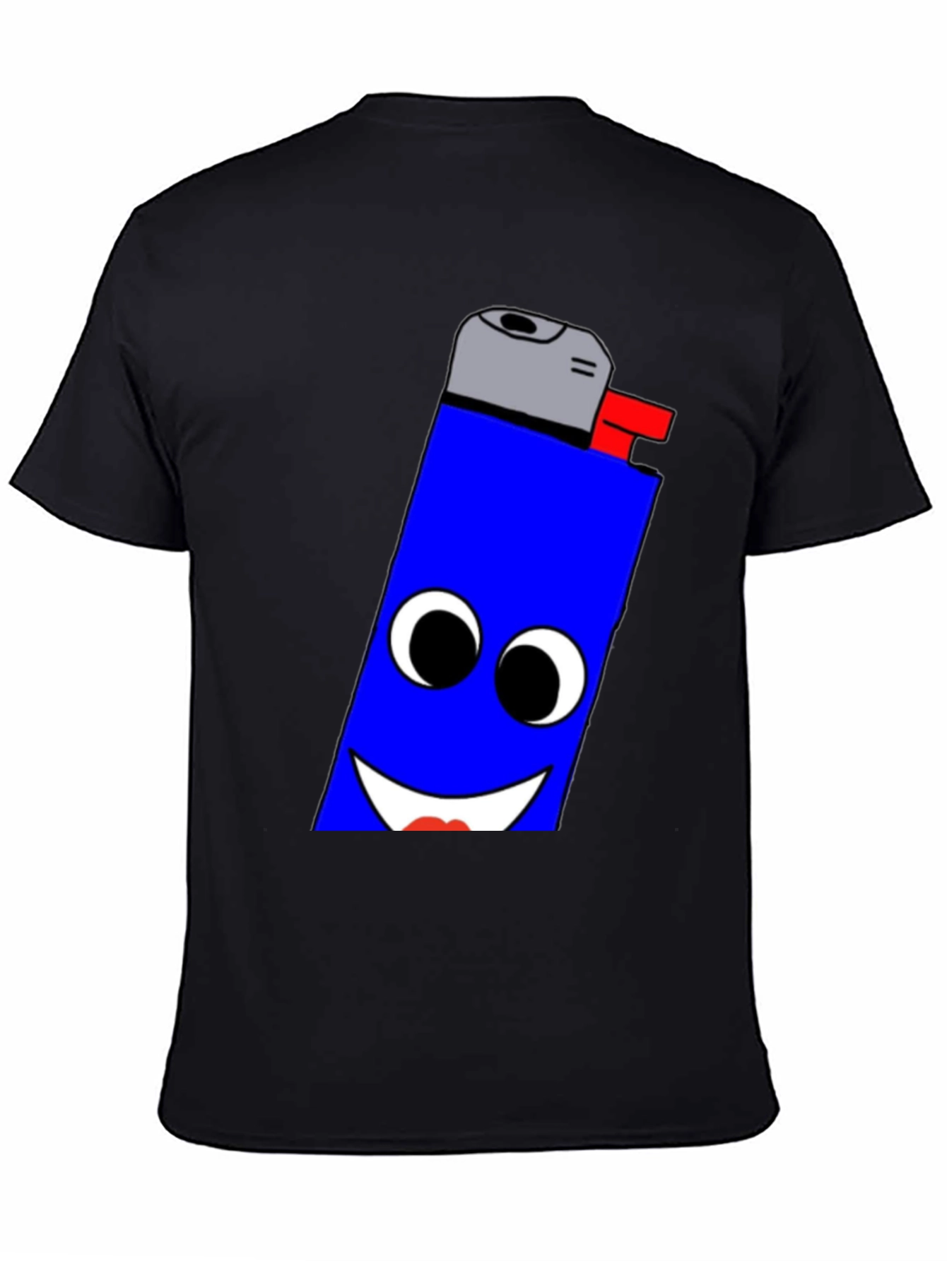 Funny Lighter Face Graphic Black T-Shirt
