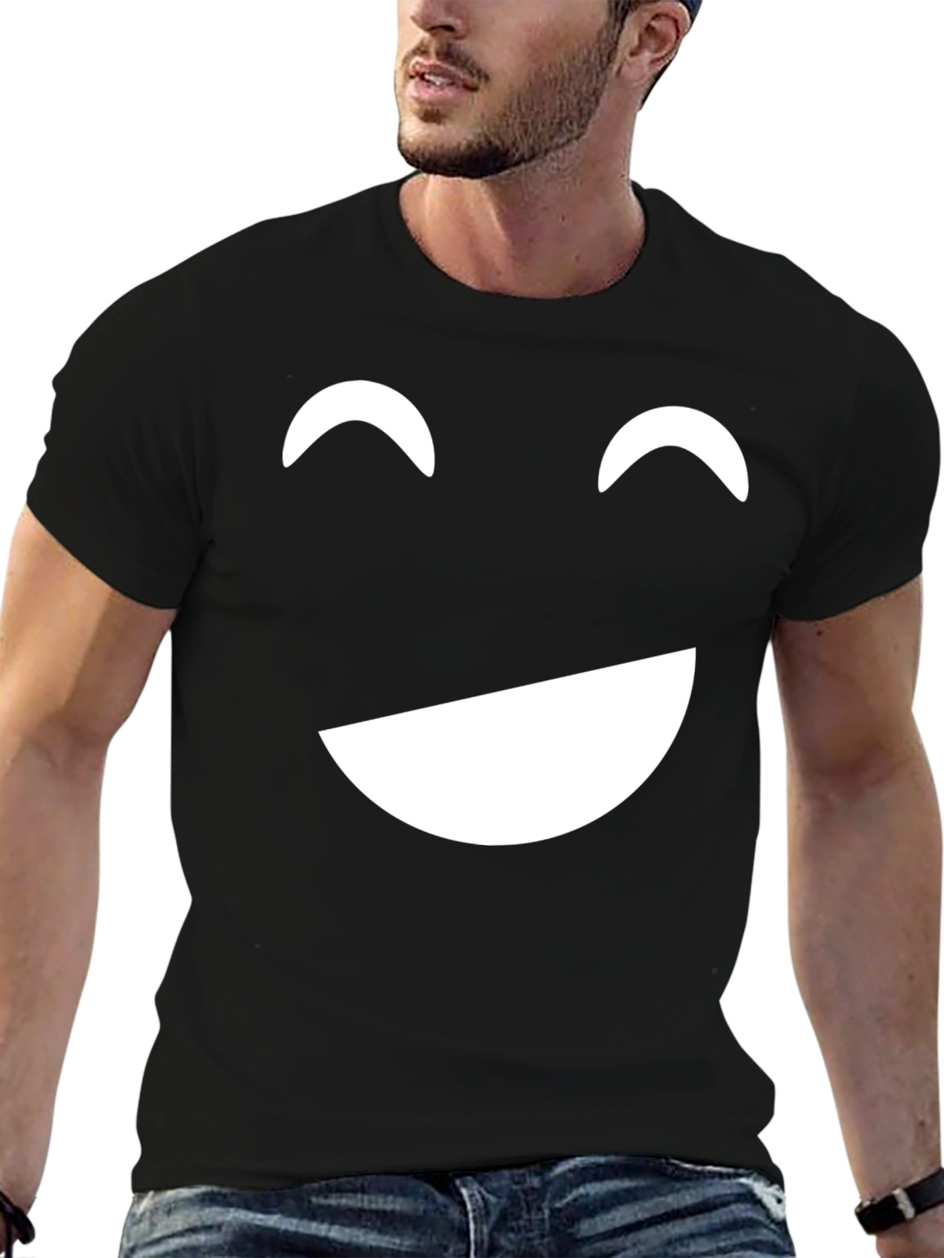 Happy Face Graphic Tee - Unisex Black T-Shirt