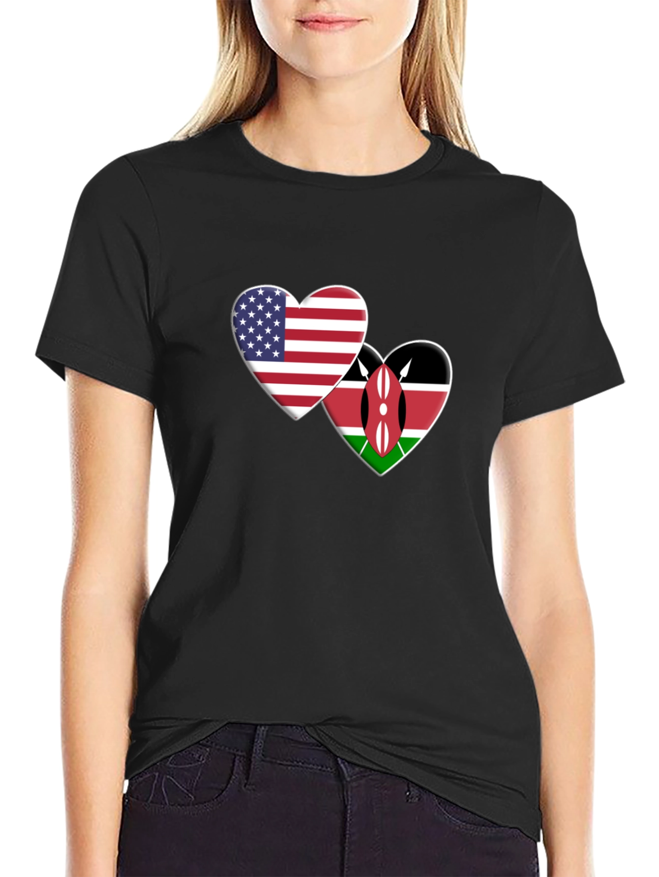 USA Kenya Heart Flags T-Shirt