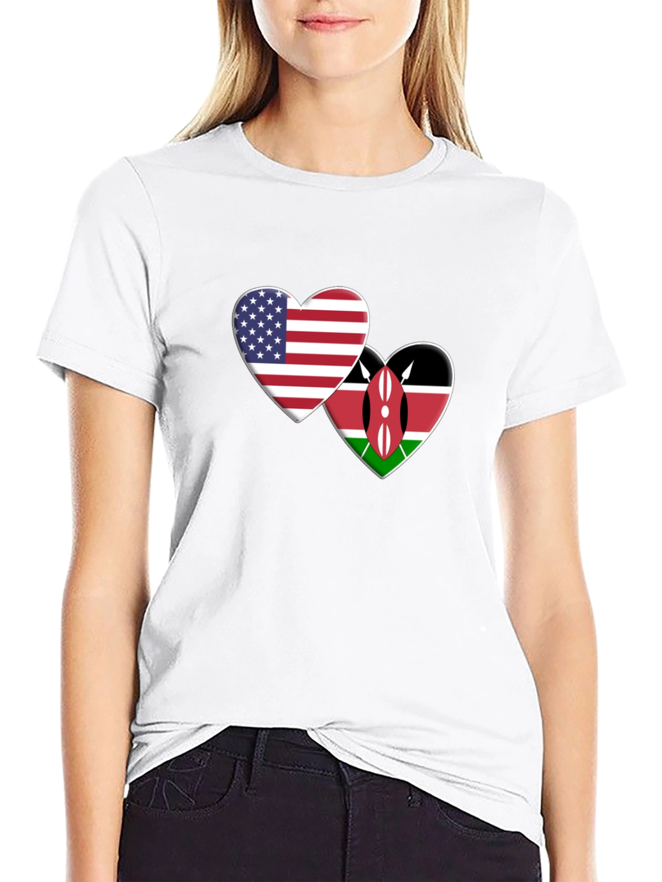 USA Kenya Heart Flags T-Shirt