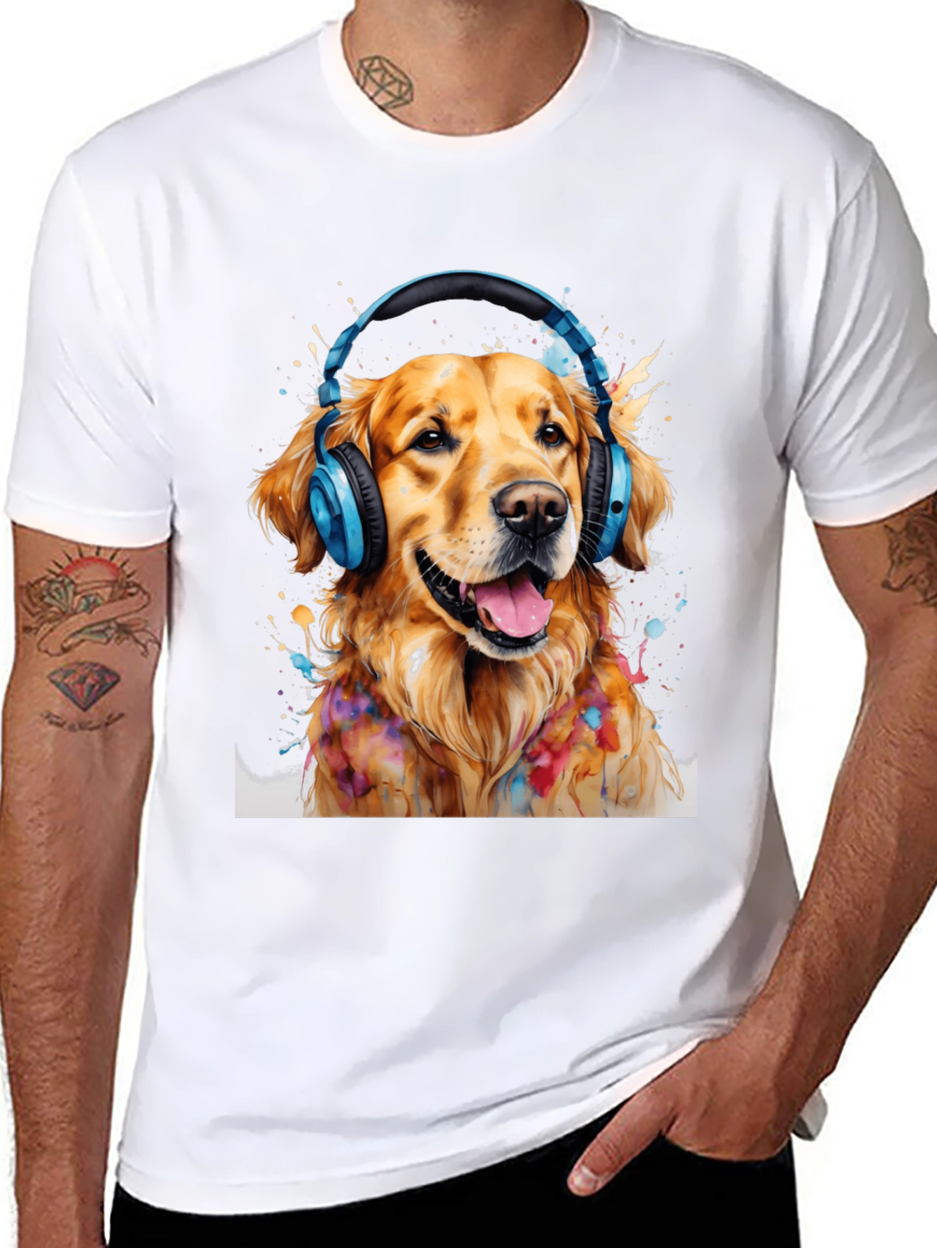 Dog with Headphones T-Shirt - Trendy Graphic Tee