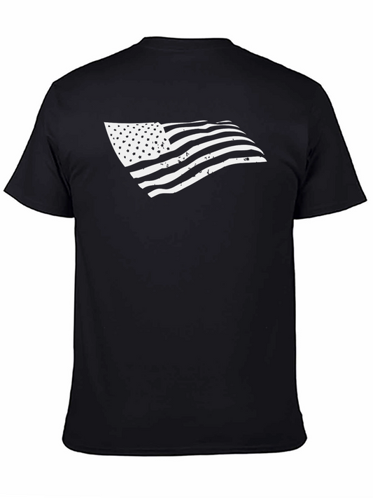 American Flag Graphic Print Black T-Shirt