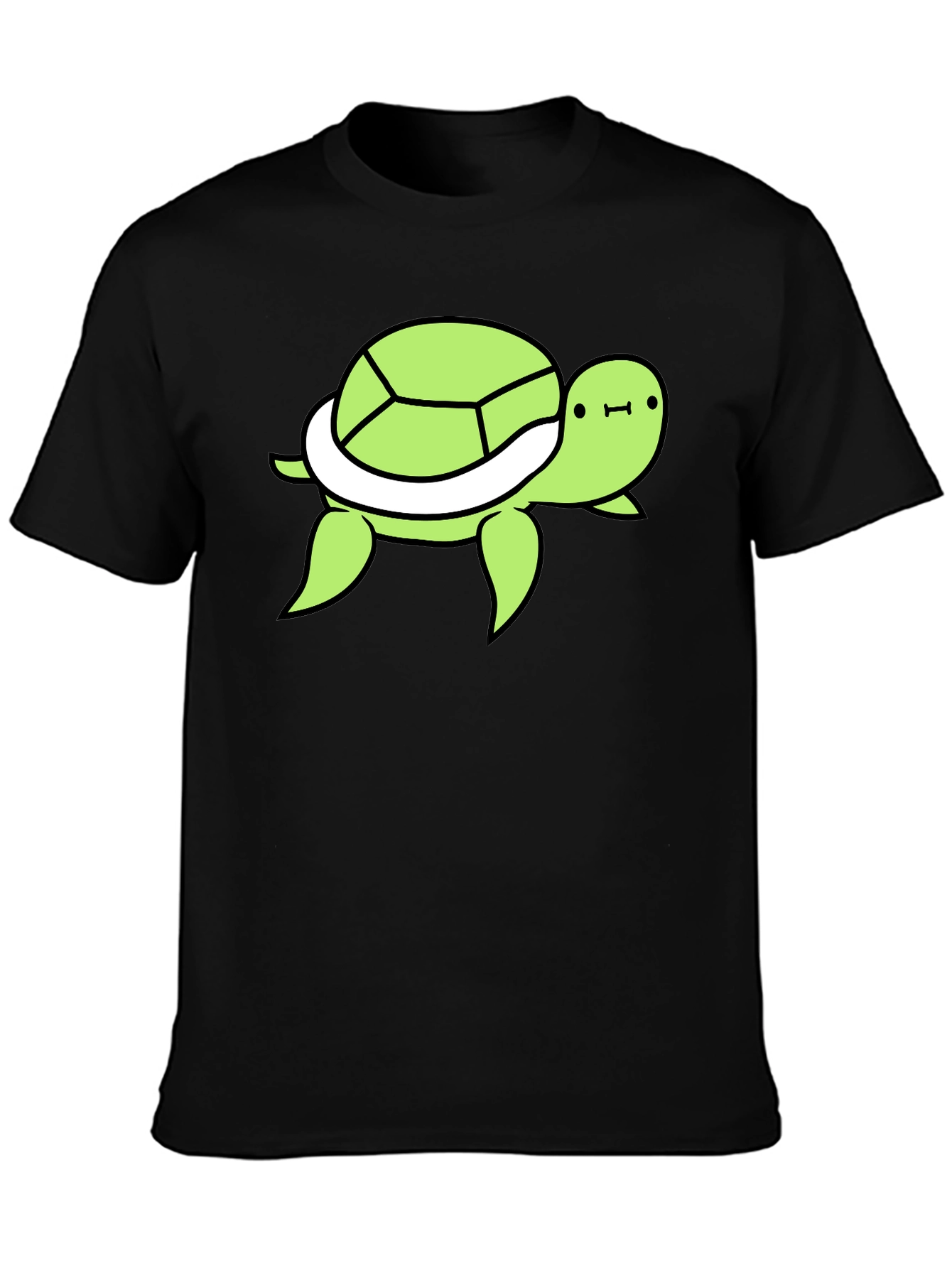 Cute Turtle Graphic Tee - Black Cotton T-Shirt