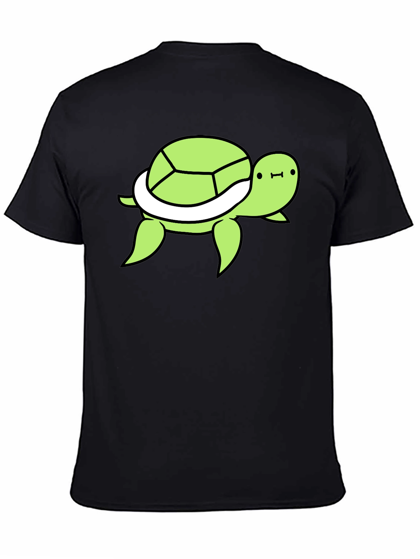 Cute Turtle Graphic Tee - Black Cotton T-Shirt