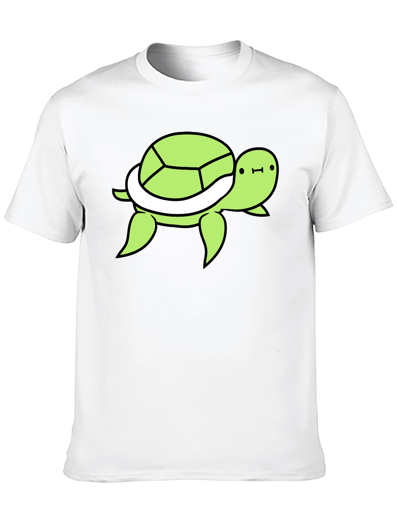 Cute Turtle Graphic Tee - Black Cotton T-Shirt