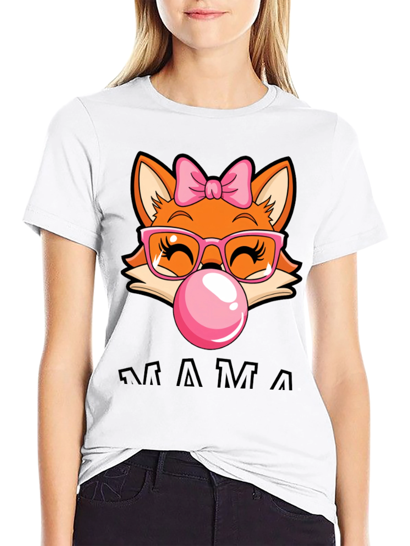 Cute Fox Mama Graphic Tee - Womens Fashion