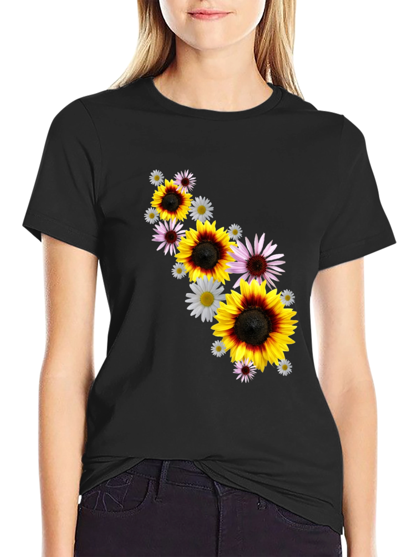 Floral Pattern Tee - Sunflower & Daisy Design