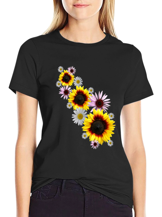 Floral Pattern Tee - Sunflower & Daisy Design