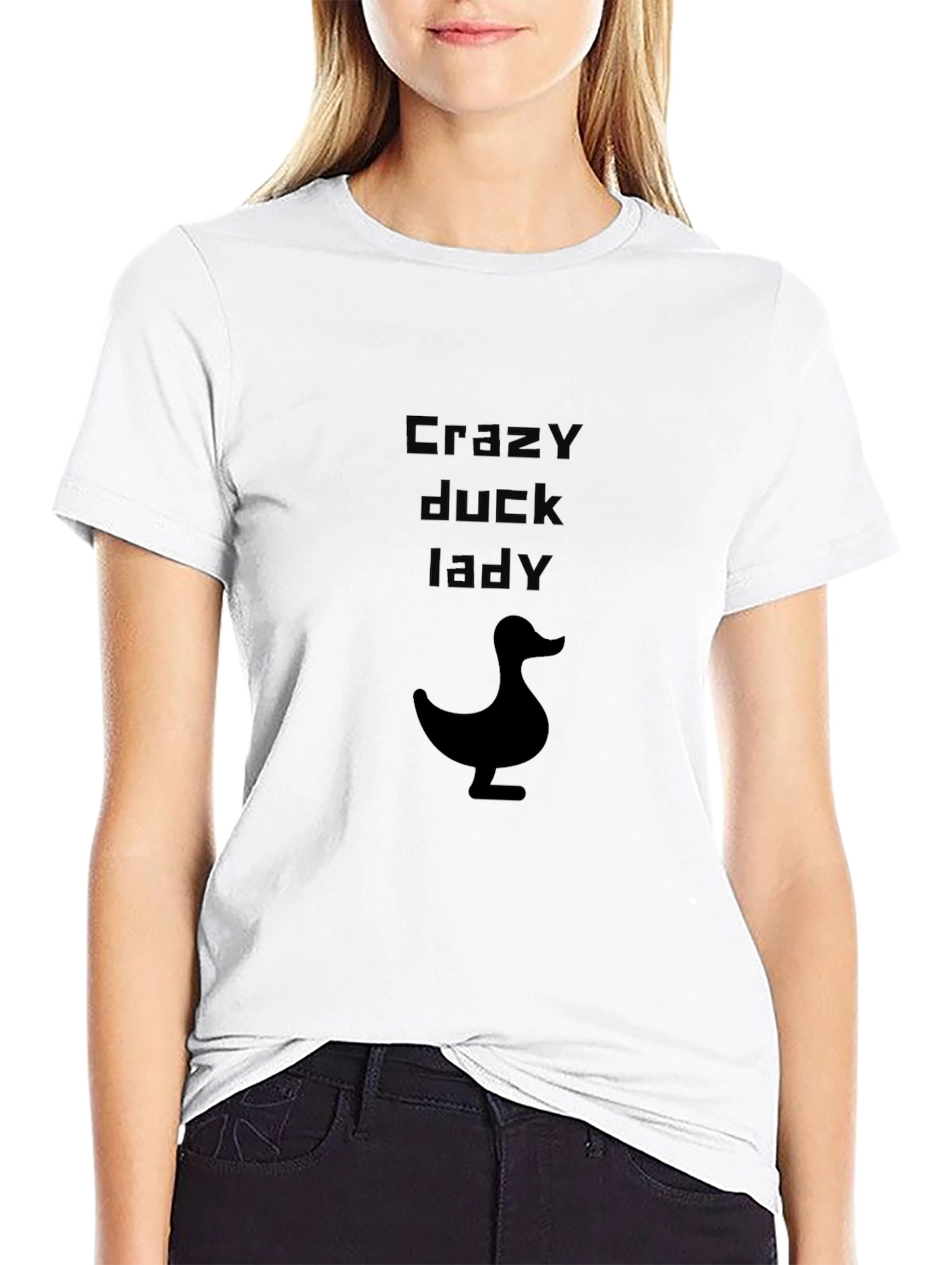 Crazy Duck Lady Black T-Shirt
