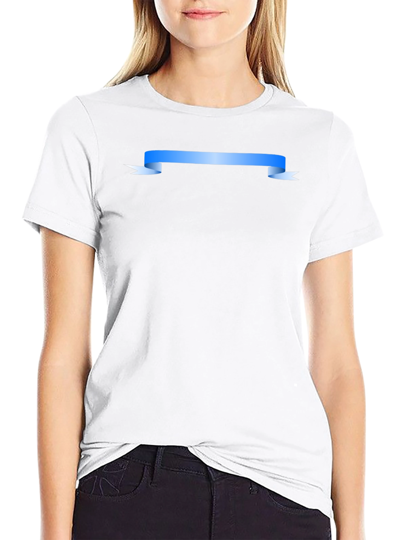 Mens Black Graphic T-Shirt with Blue Ribbon Design