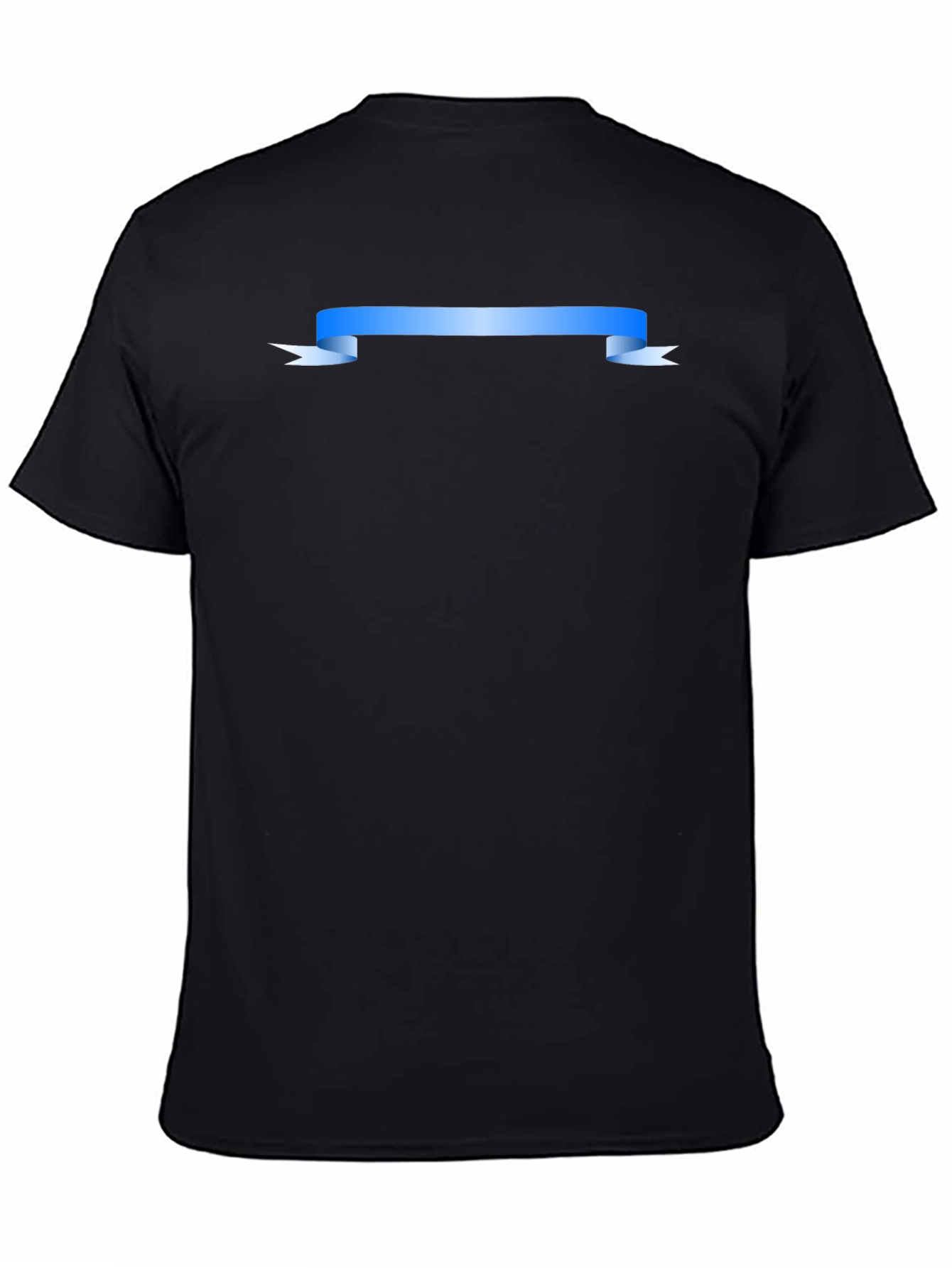 Mens Black Graphic T-Shirt with Blue Ribbon Design
