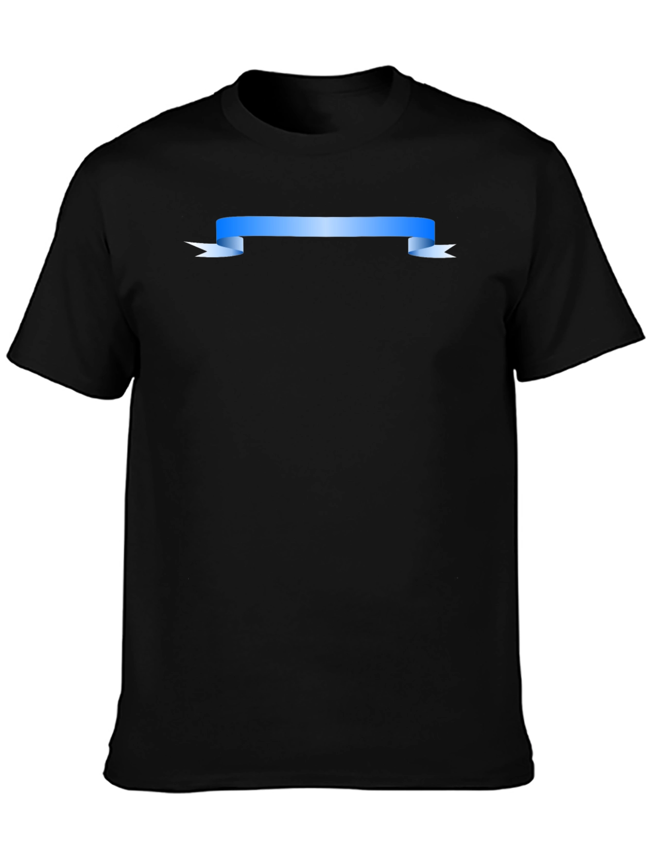 Mens Black Graphic T-Shirt with Blue Ribbon Design