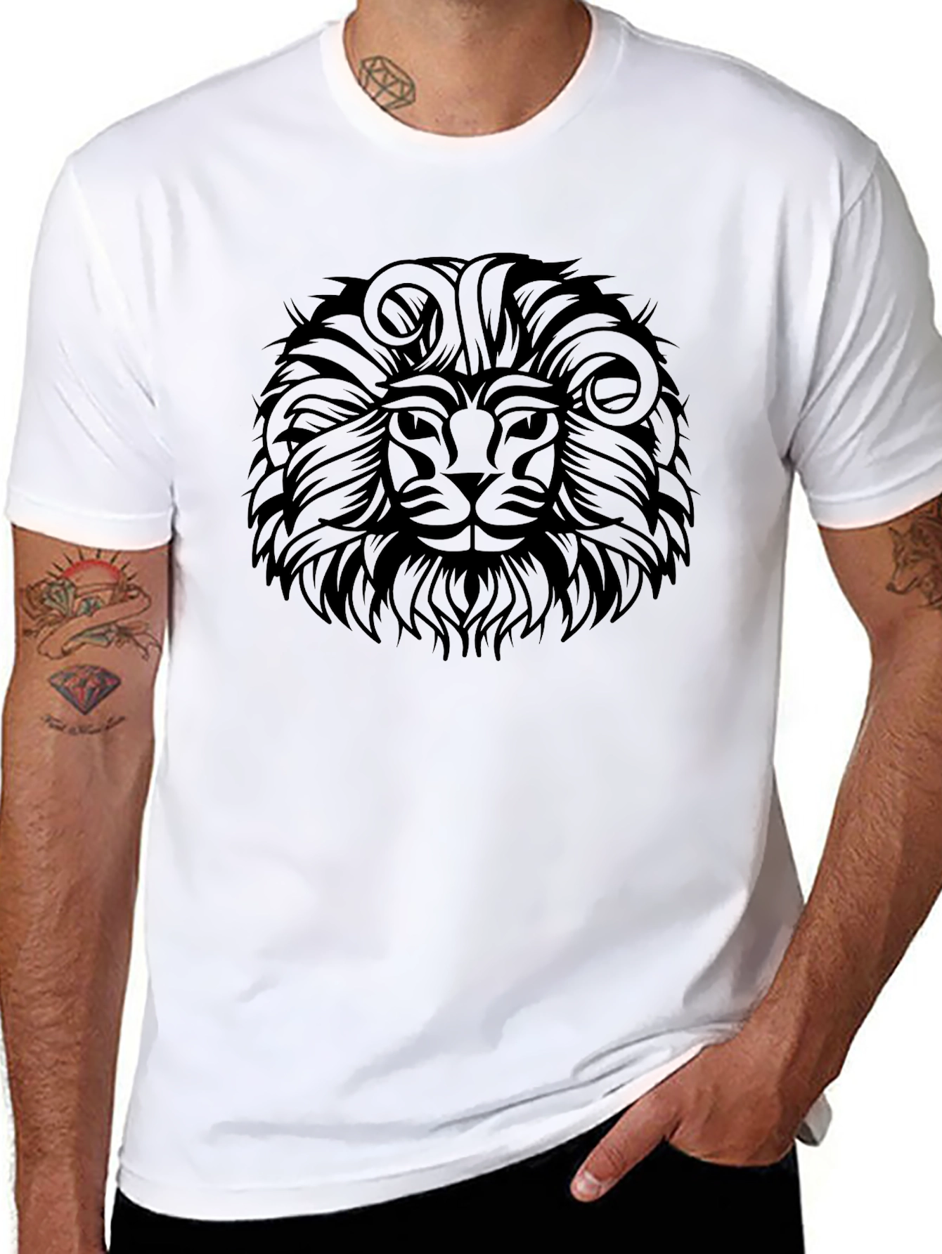 Lion Graphic Black T-Shirt - Bold Style