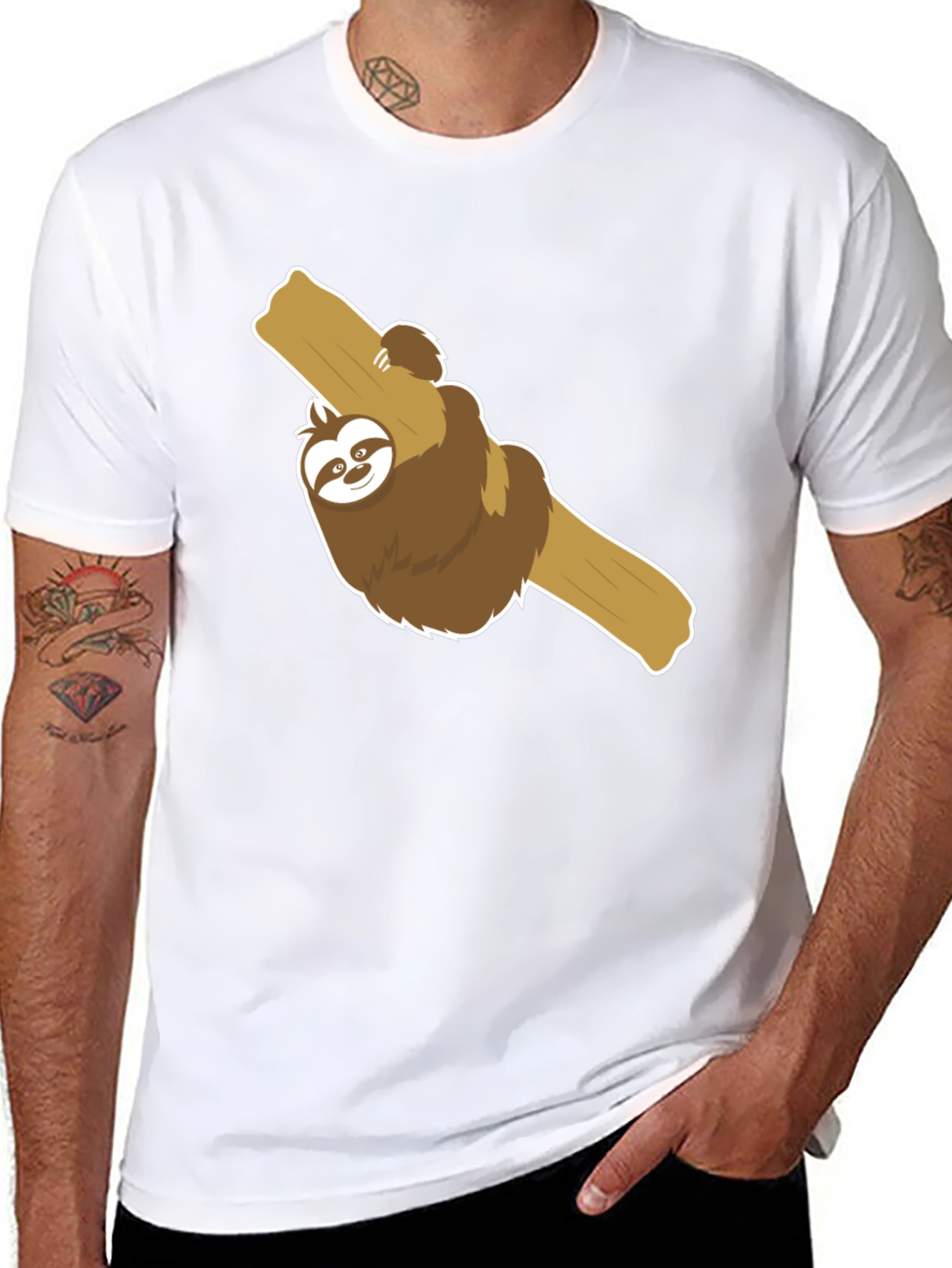 Cute Sloth on Branch Graphic T-Shirt