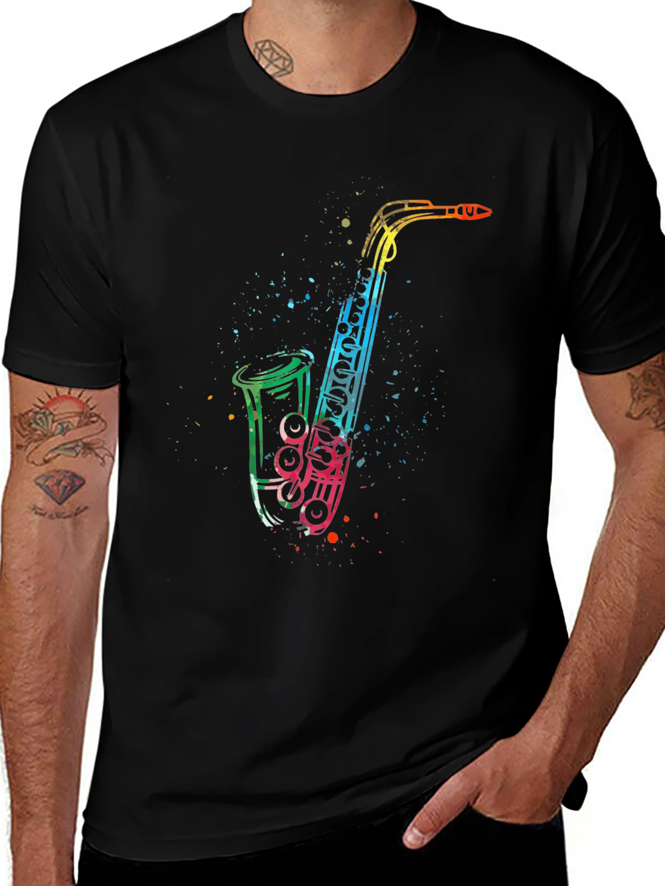 Rainbow Saxophone Graphic T-Shirt