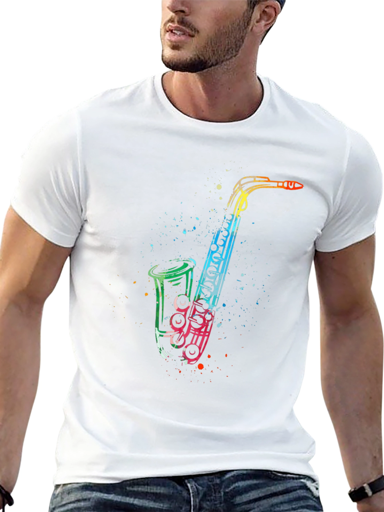 Rainbow Saxophone Graphic T-Shirt