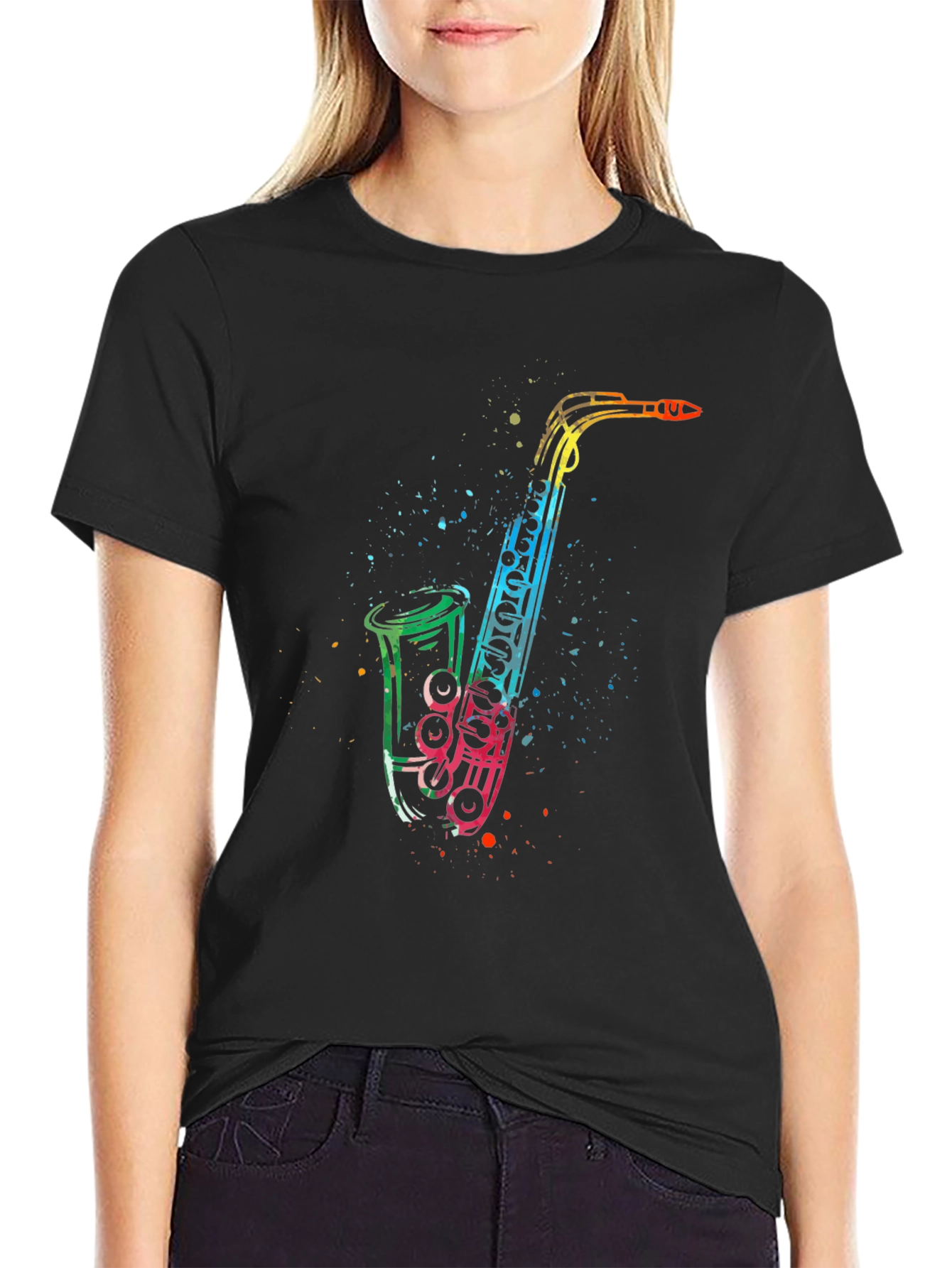 Rainbow Saxophone Graphic T-Shirt