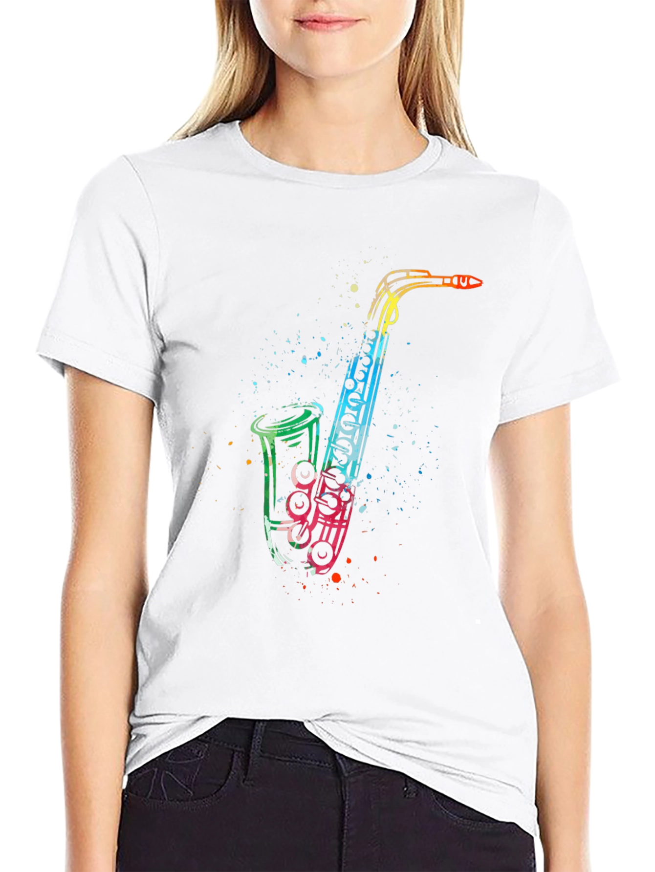Rainbow Saxophone Graphic T-Shirt