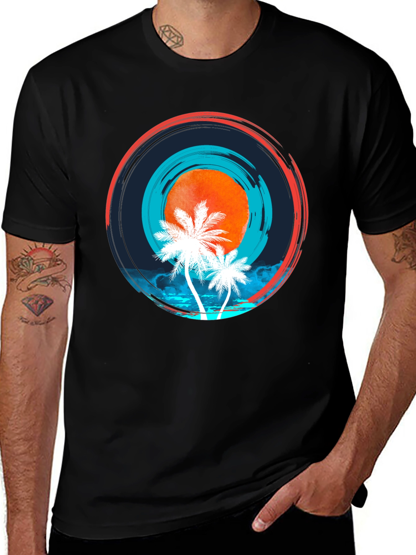 Tropical Sunset Graphic T-Shirt