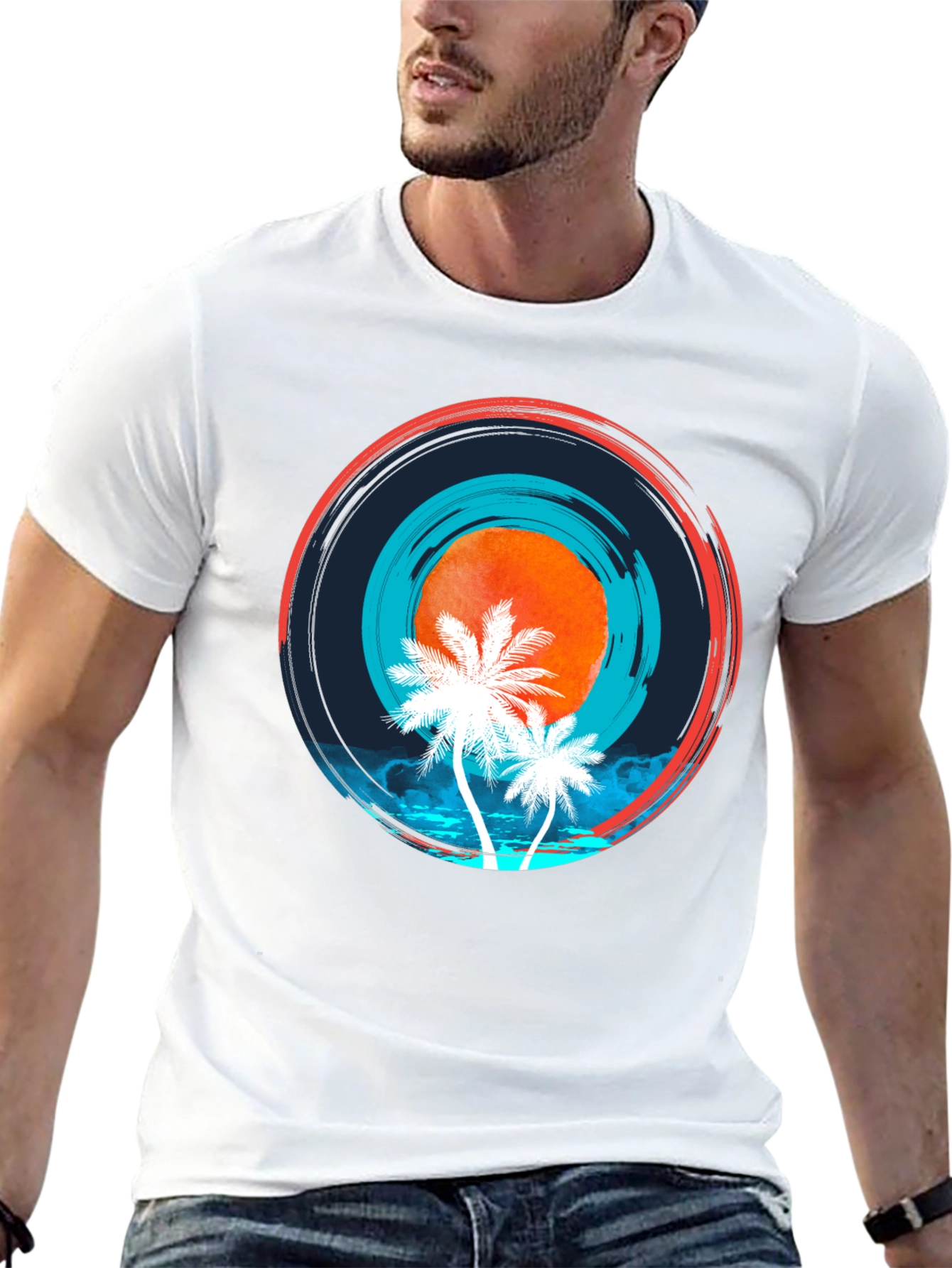 Tropical Sunset Graphic T-Shirt