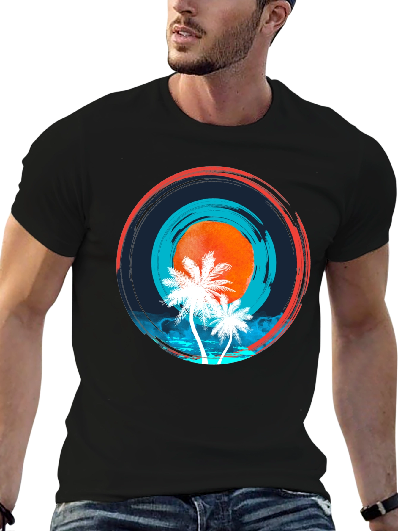 Tropical Sunset Graphic T-Shirt