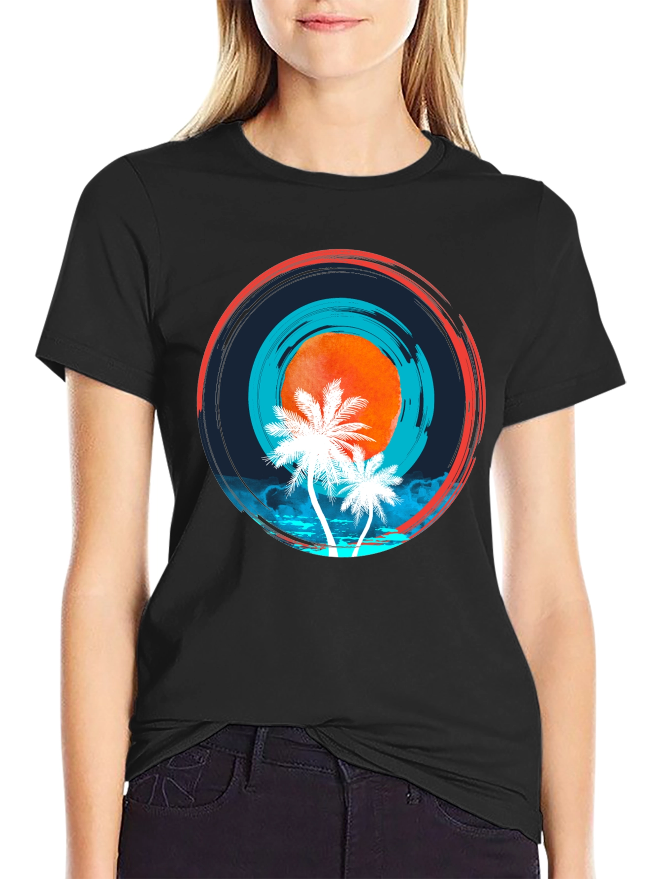 Tropical Sunset Graphic T-Shirt
