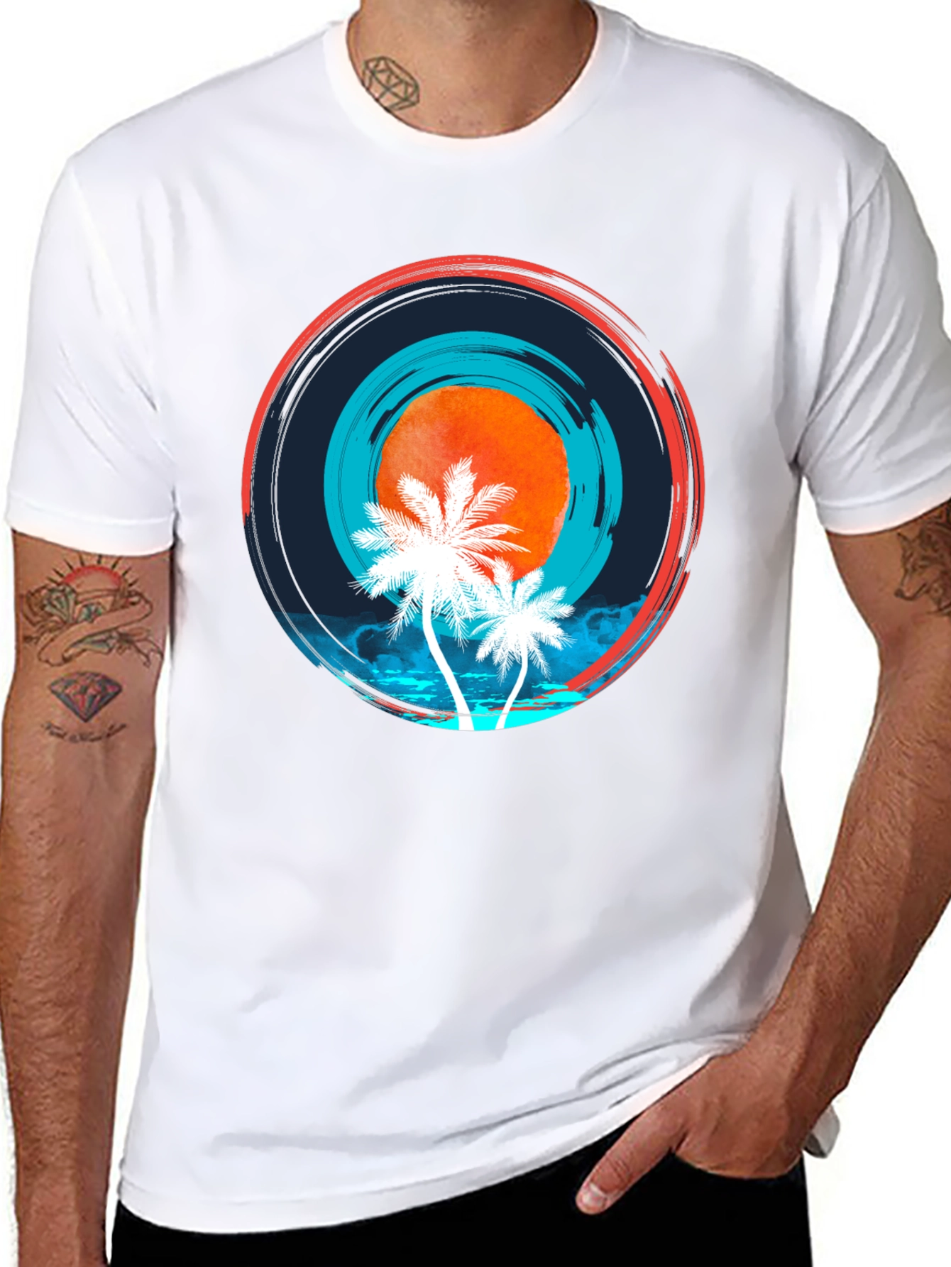 Tropical Sunset Graphic T-Shirt
