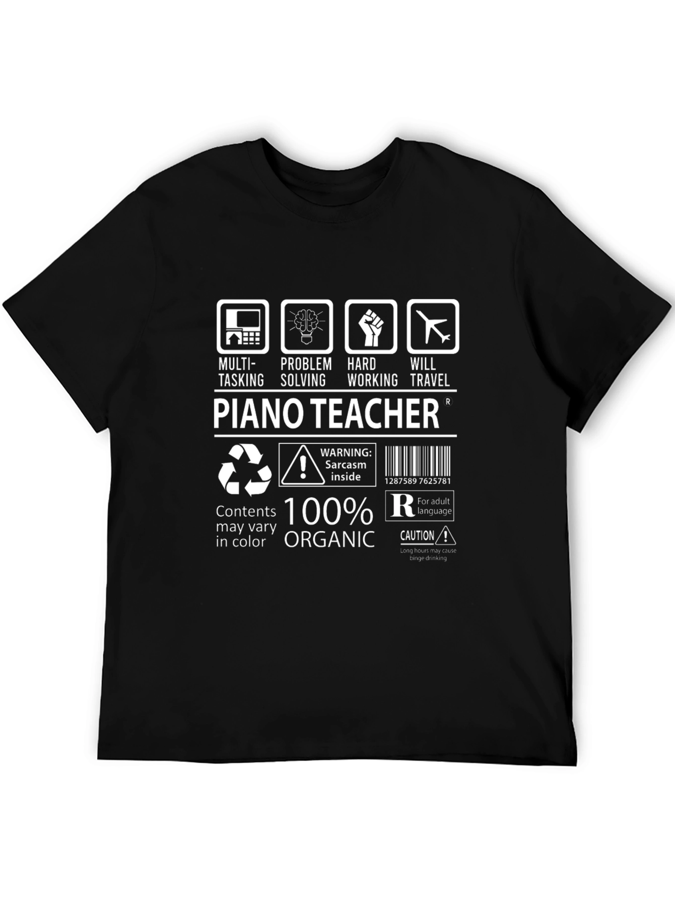 Piano Teacher Humor T-Shirt - Multi-Tasking Organic