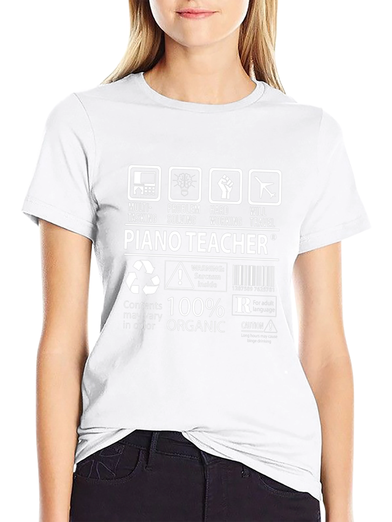 Piano Teacher Humor T-Shirt - Multi-Tasking Organic
