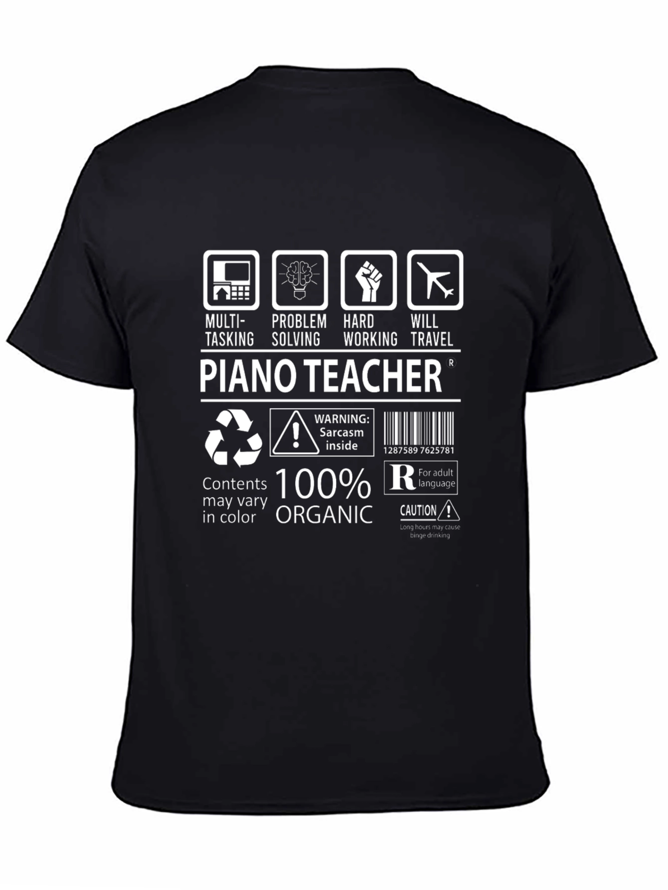 Piano Teacher Humor T-Shirt - Multi-Tasking Organic