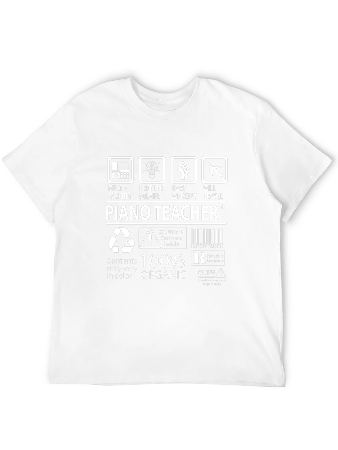 Piano Teacher Humor T-Shirt - Multi-Tasking Organic