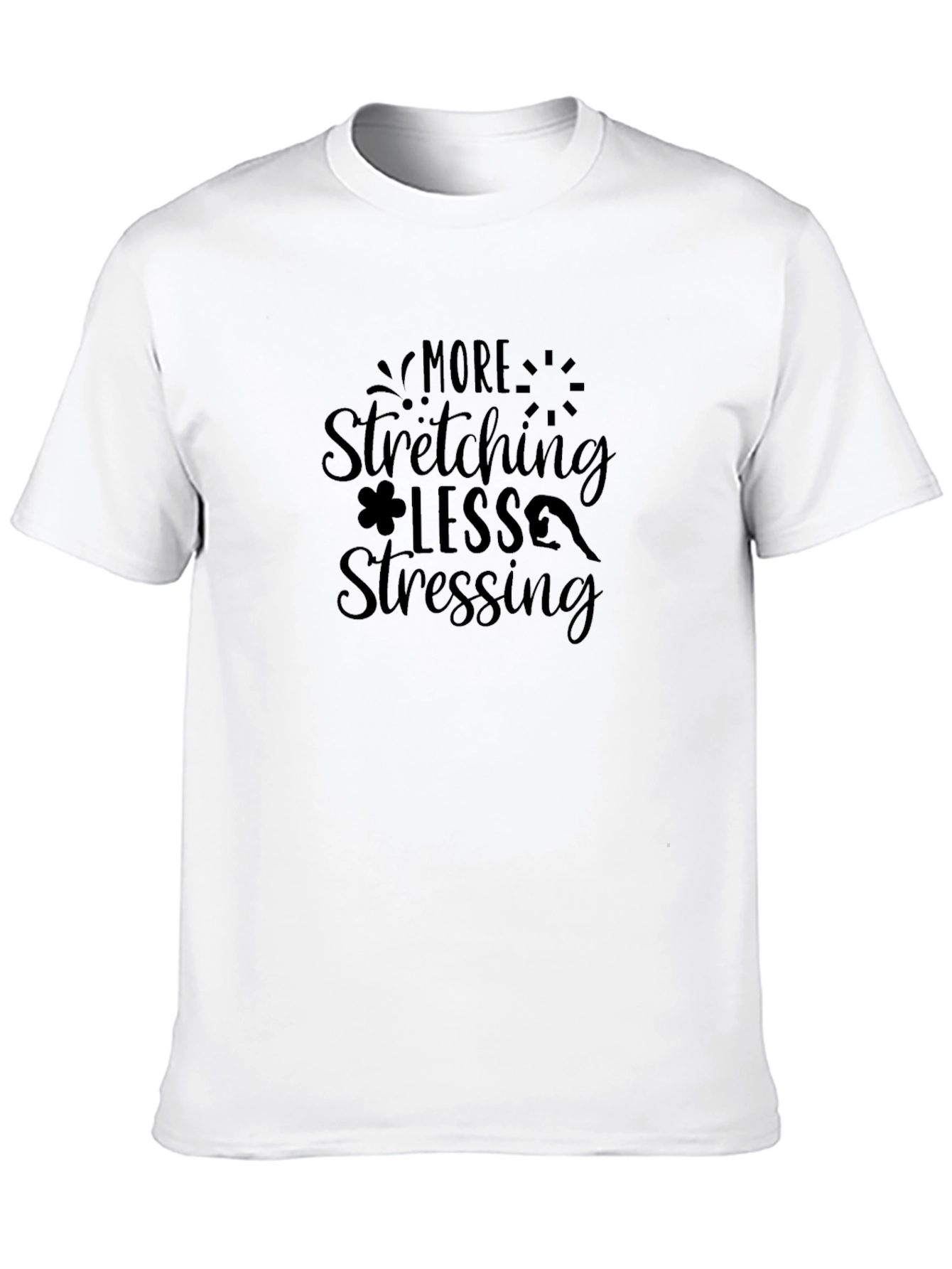 Stretching Less Stressing Black Graphic Tee