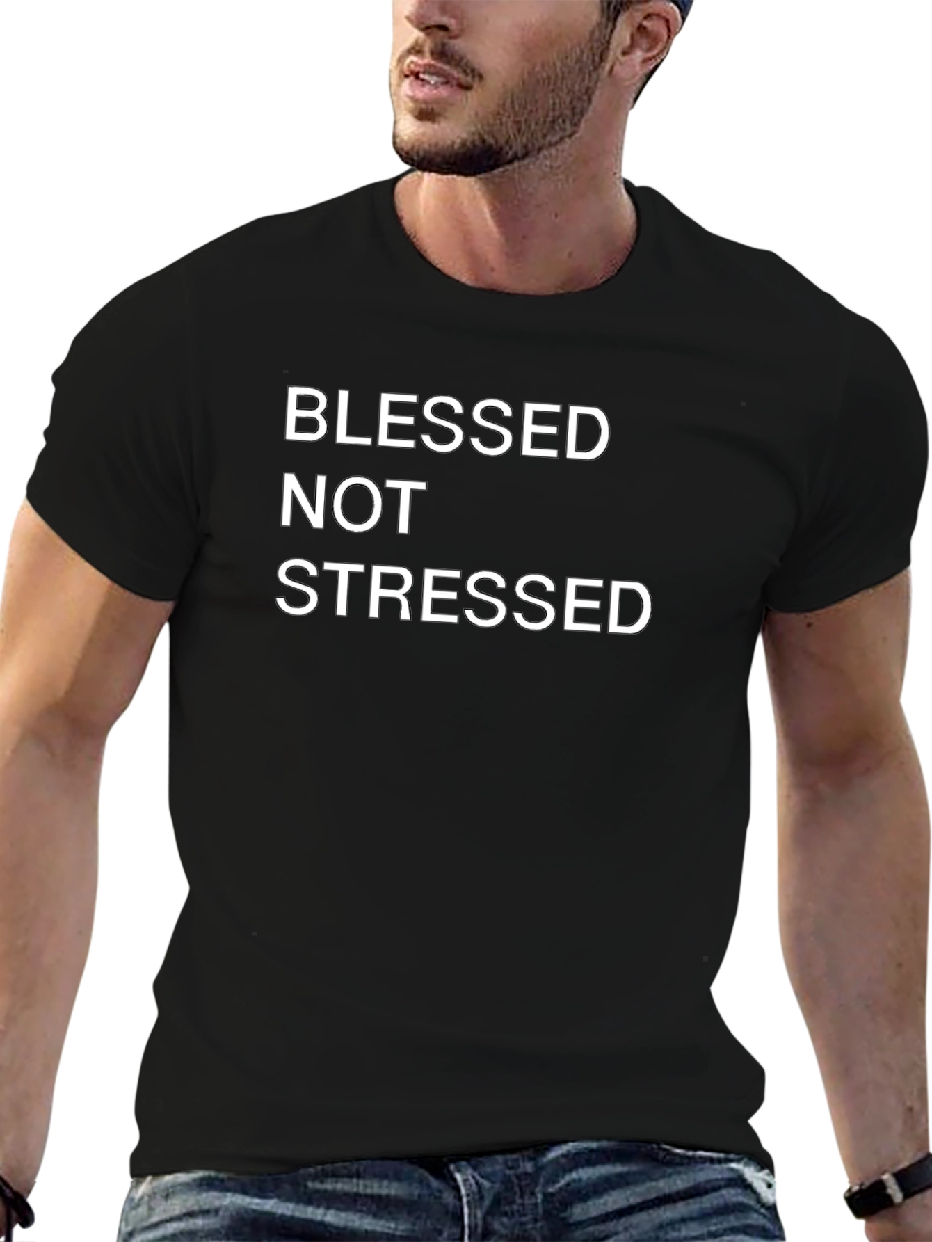 Blessed Not Stressed Black T-Shirt