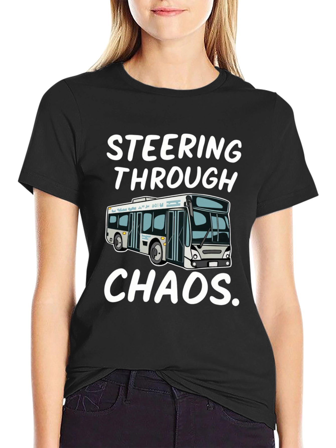 Steering Through Chaos Black Graphic T-Shirt