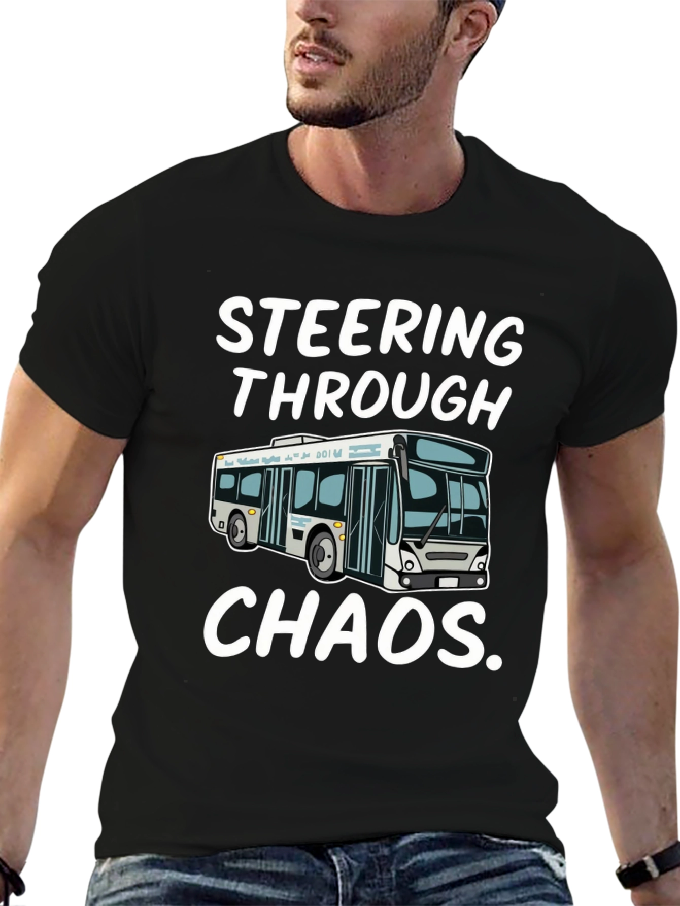 Steering Through Chaos Black Graphic T-Shirt