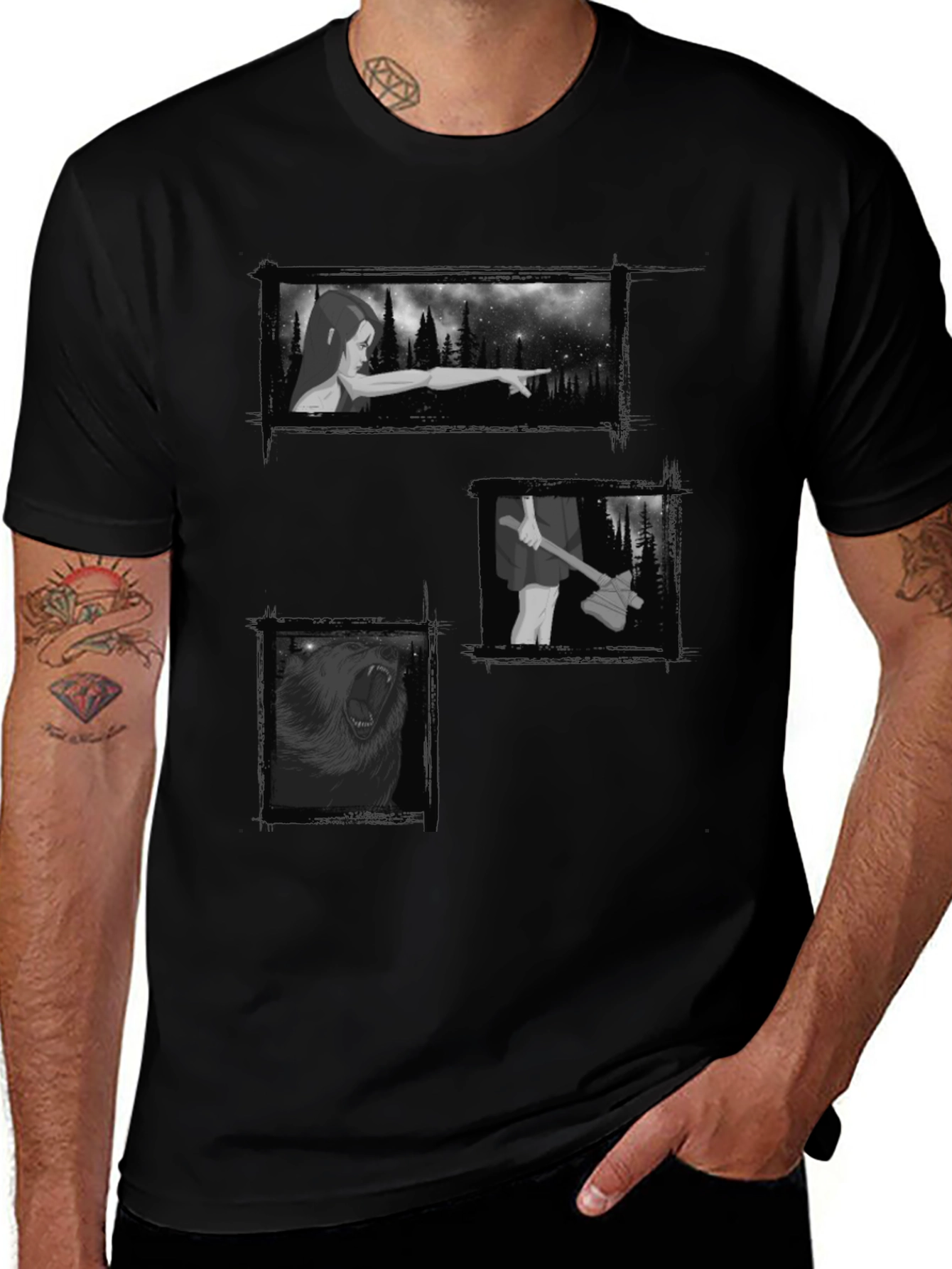 Mystic Black Graphic Tee - Forest Scenes