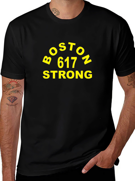 Boston 617 Strong T-Shirt - Black Tee