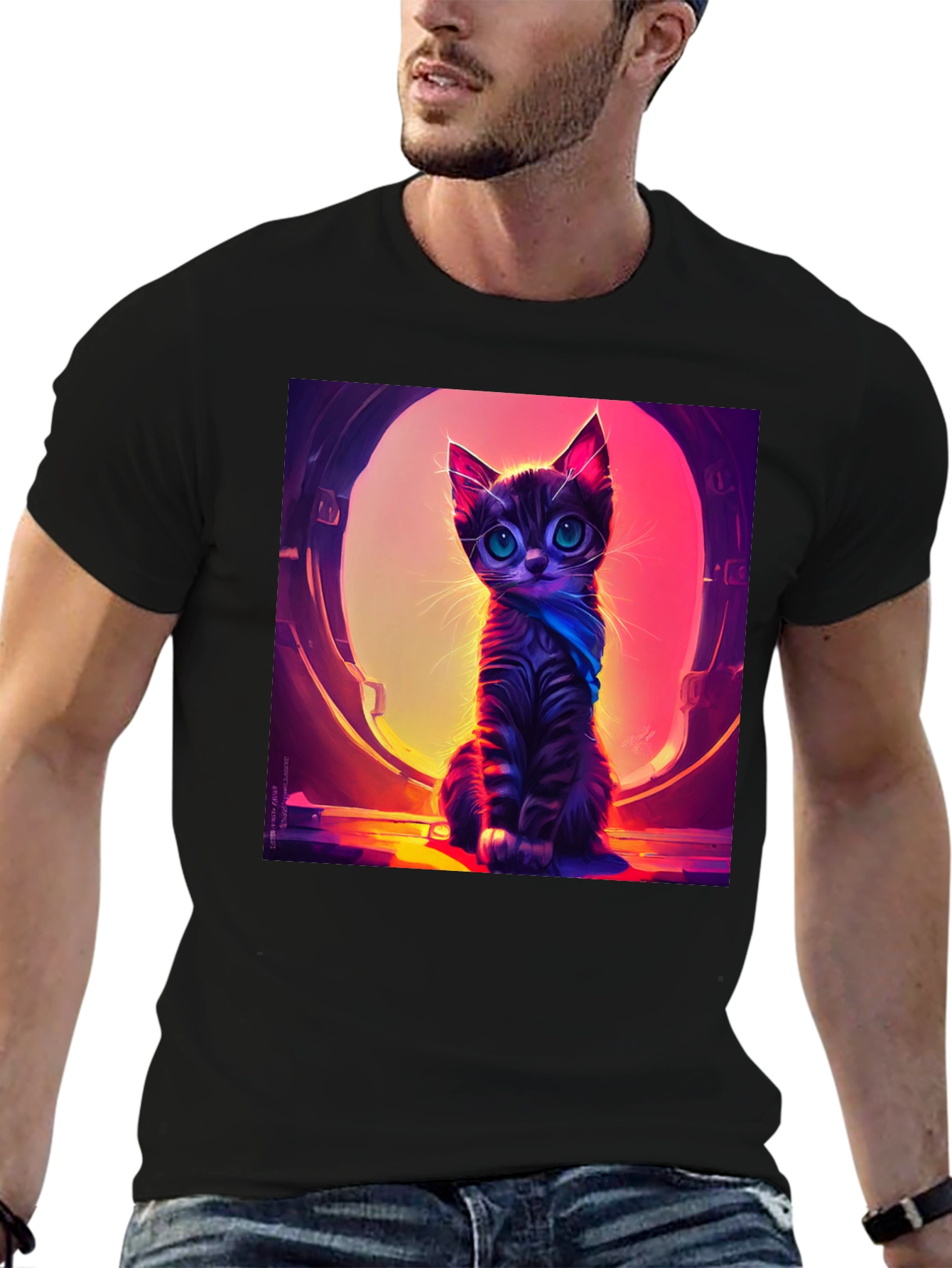 Cute Kitten in Space T-Shirt