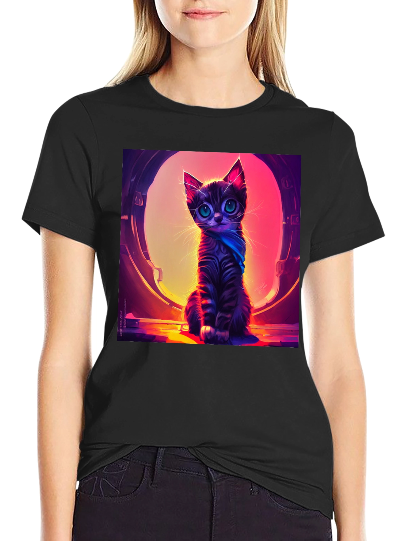 Cute Kitten in Space T-Shirt