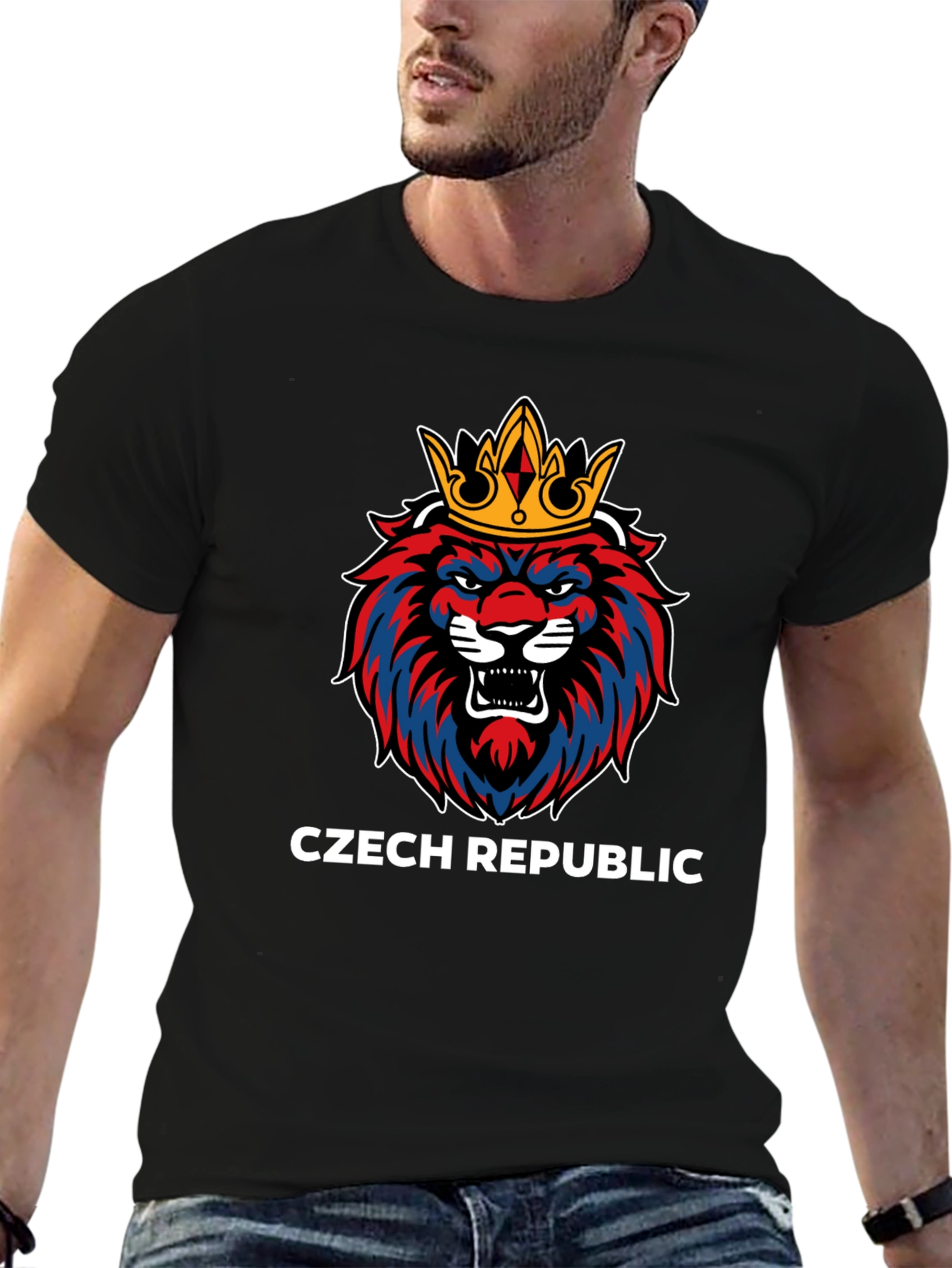 Czech Republic Lion Crown Black T-Shirt