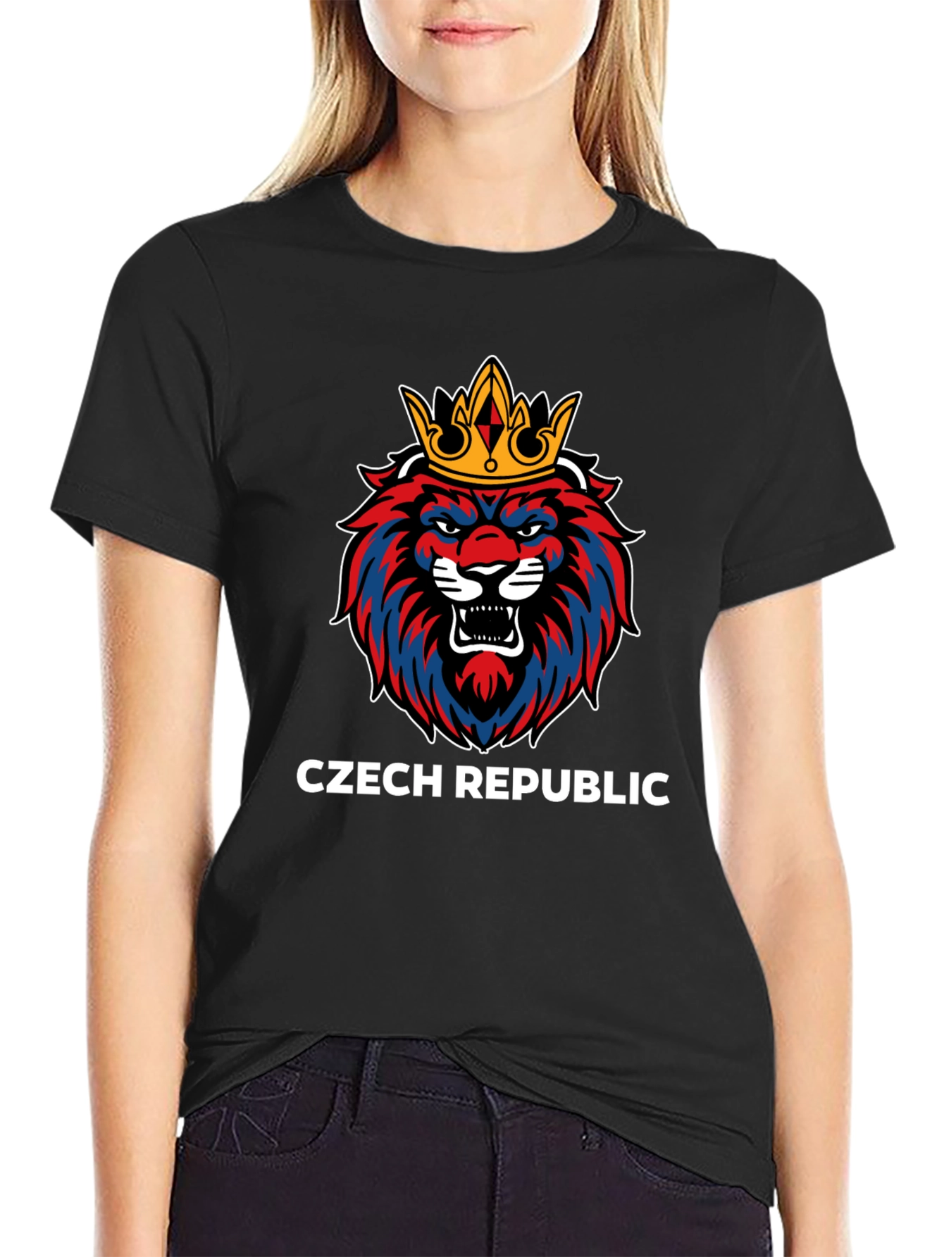 Czech Republic Lion Crown Black T-Shirt