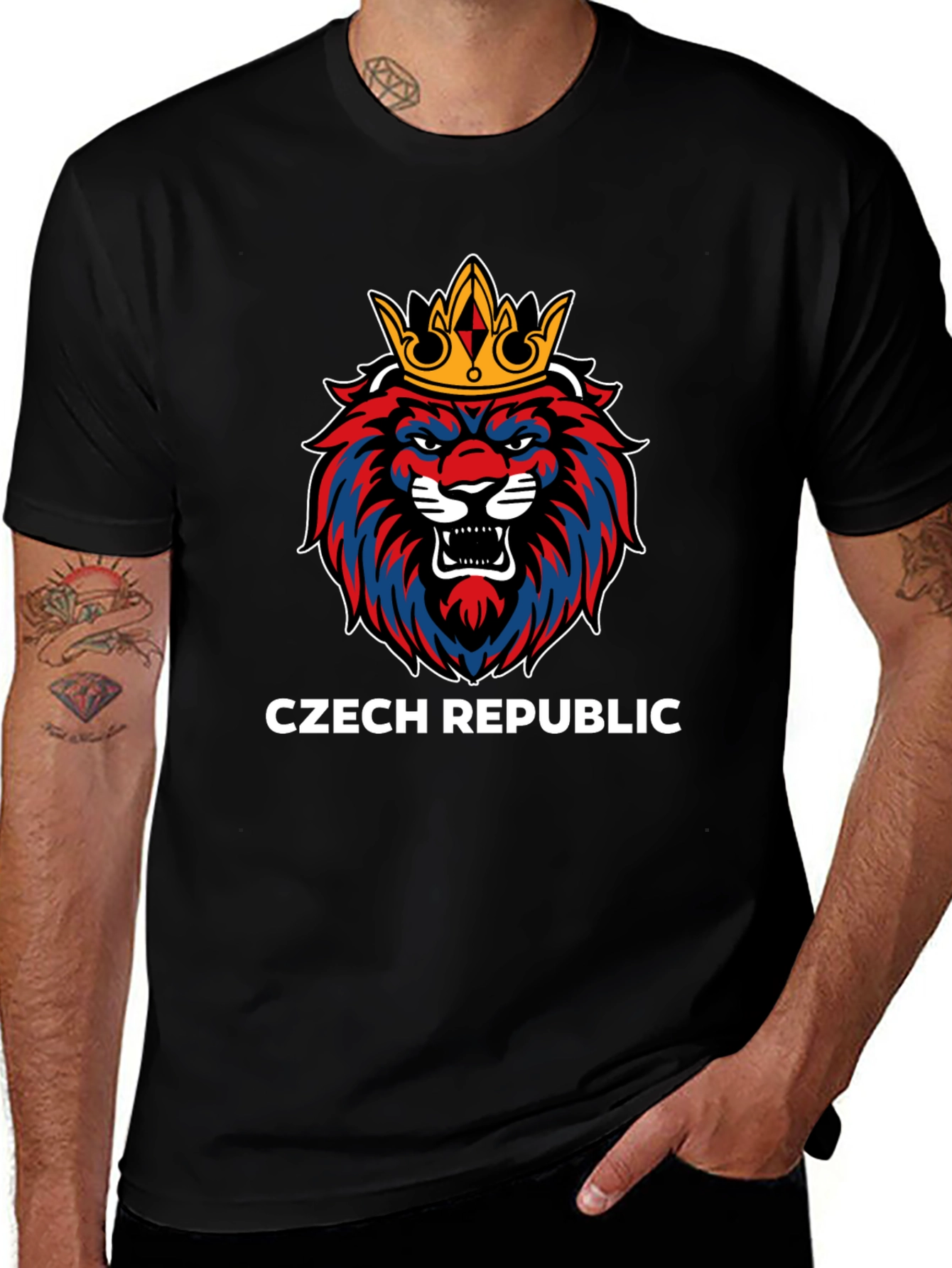 Czech Republic Lion Crown Black T-Shirt