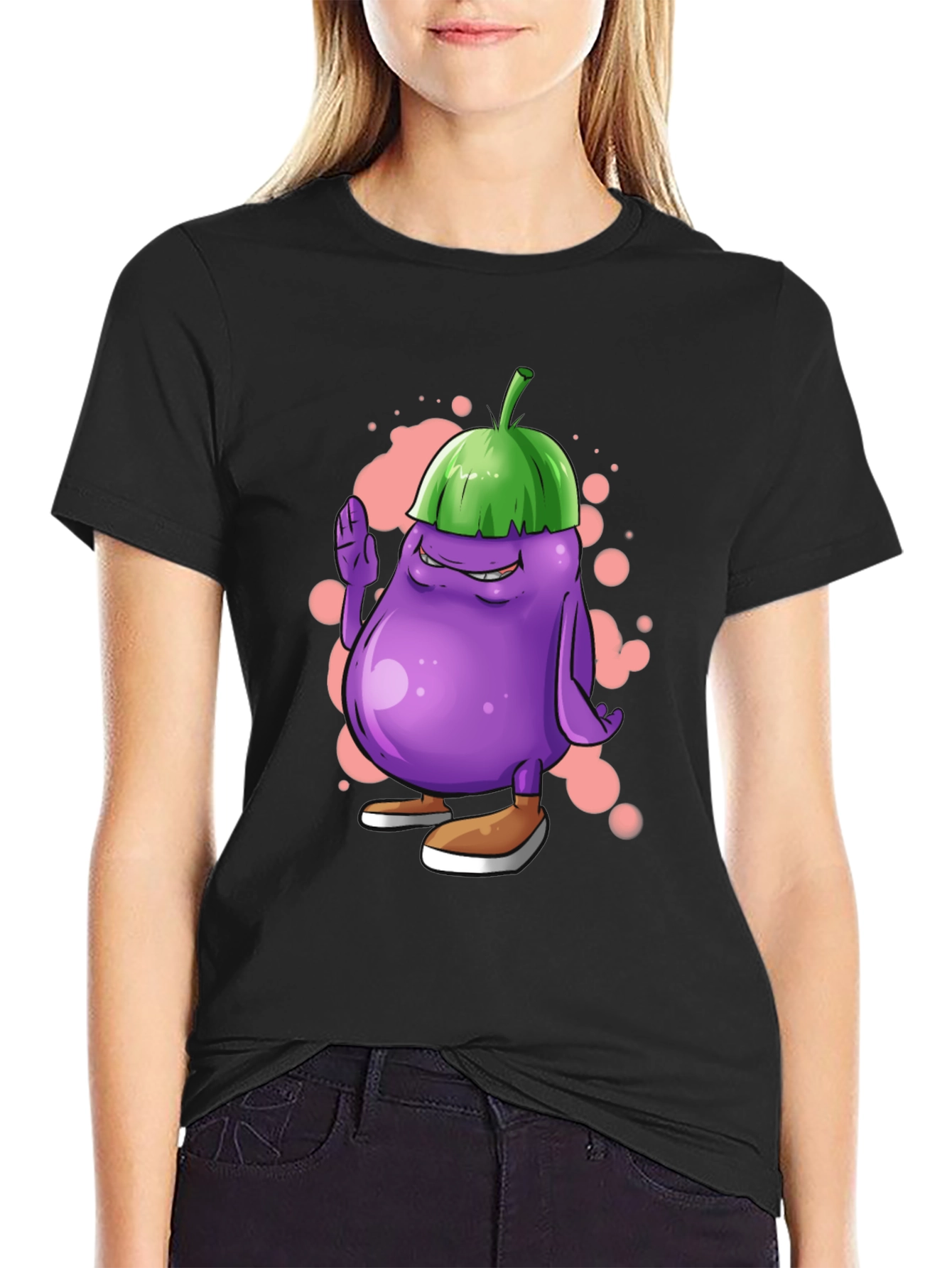 Eggplant Cartoon Graphic Tee