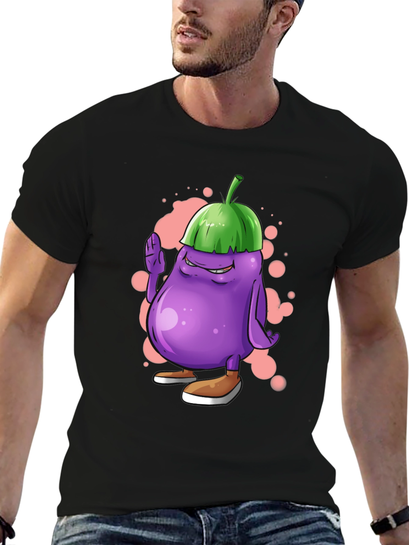 Eggplant Cartoon Graphic Tee