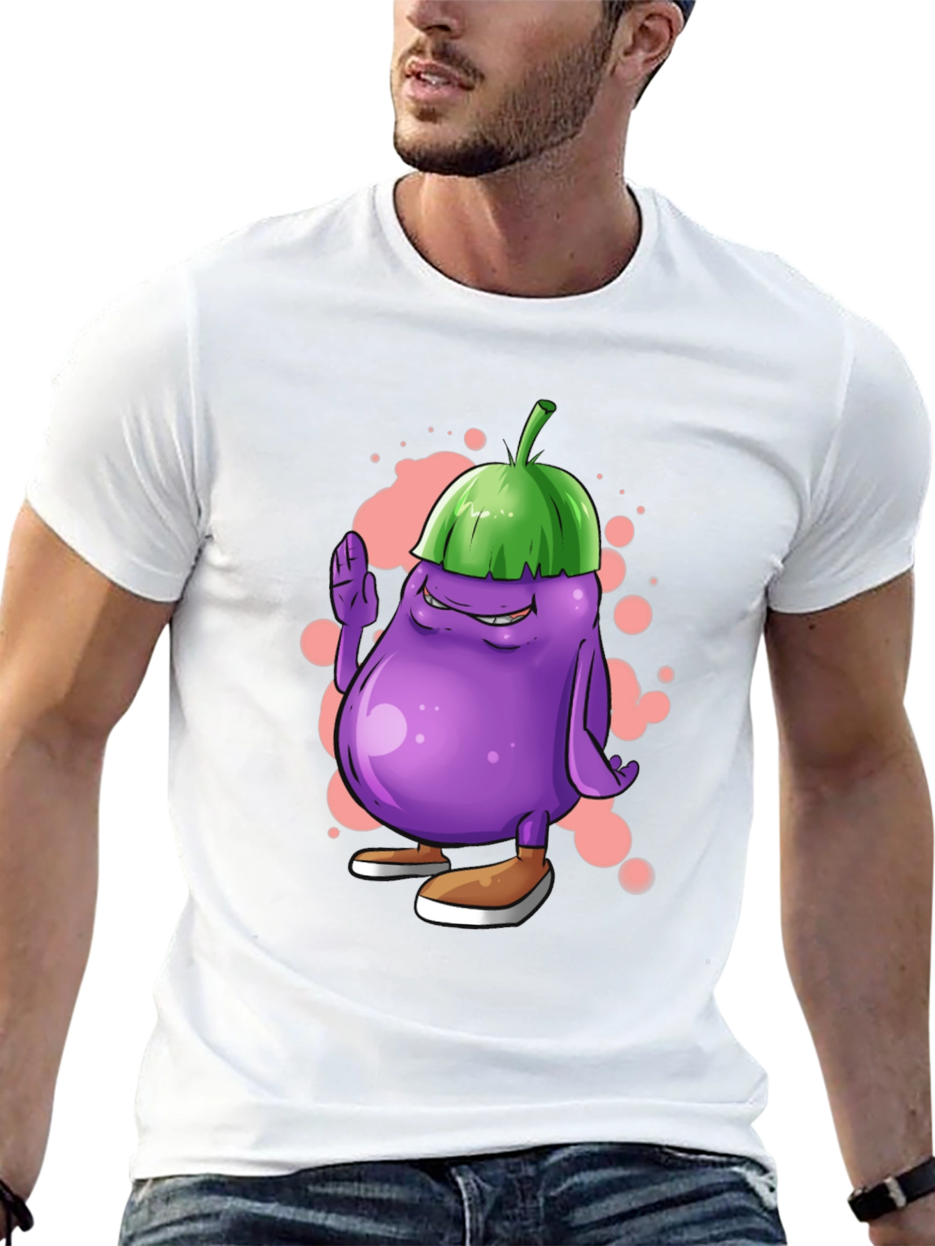 Eggplant Cartoon Graphic Tee