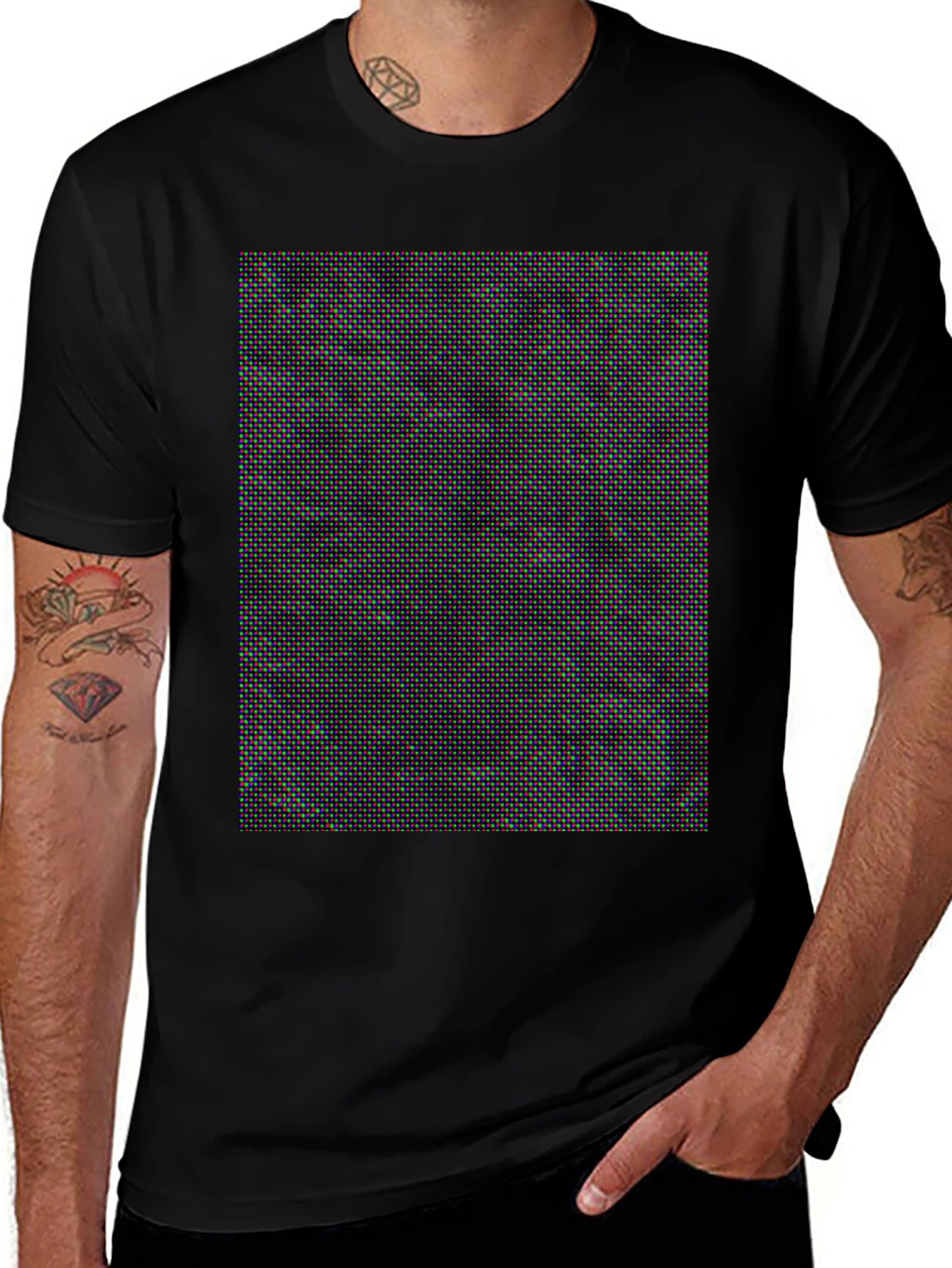 Pixel Pattern Black Tee - Modern Graphic T-Shirt
